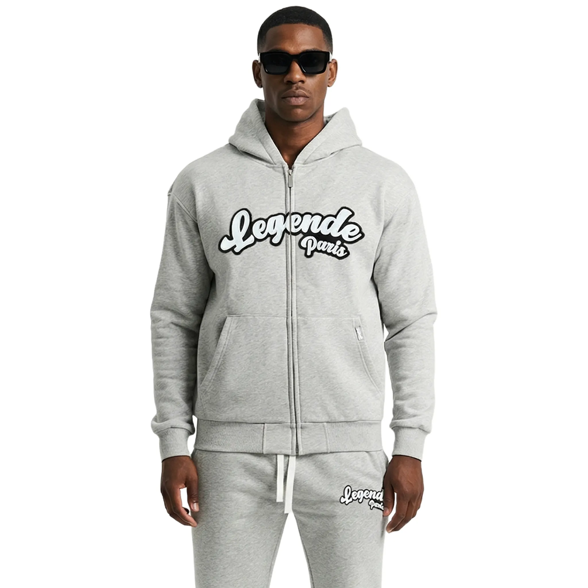 Légende Paris Gum Logo Grey Zip-Up Hoodie