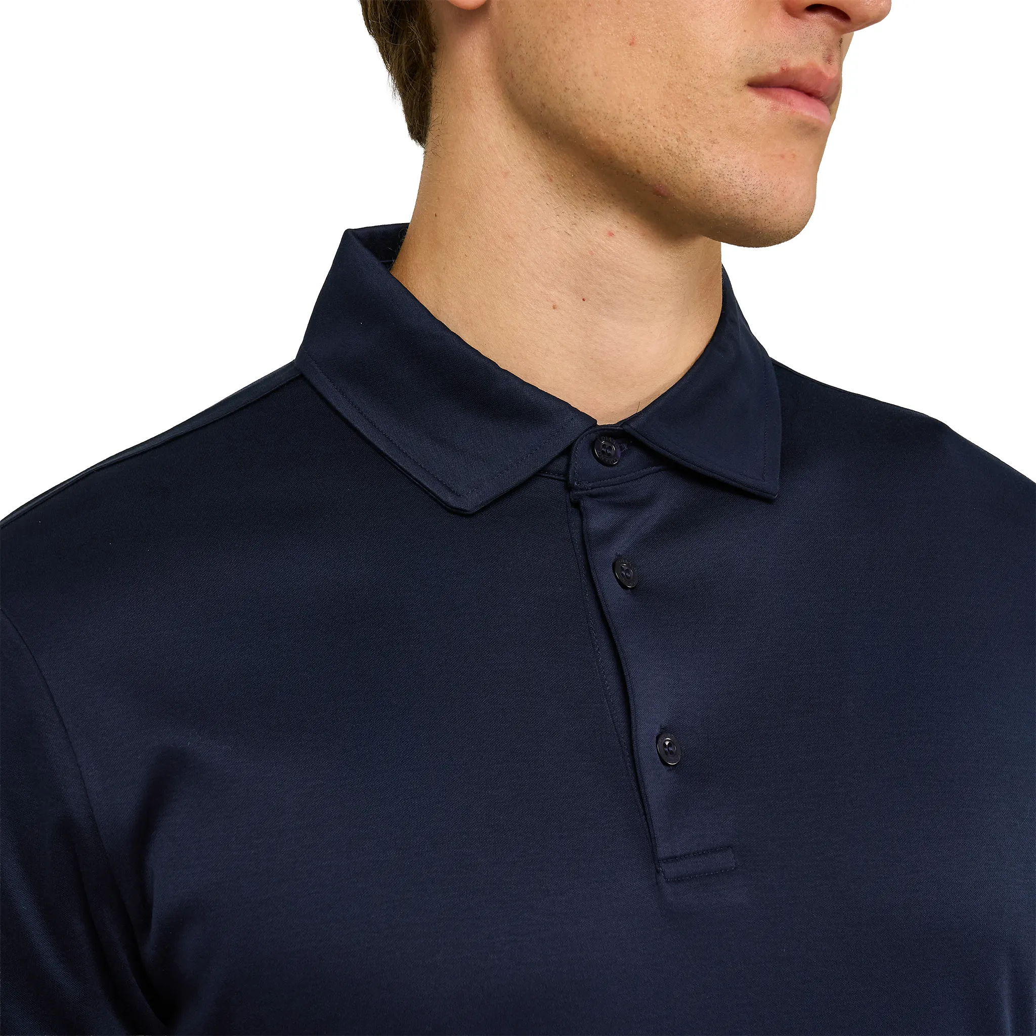 Loiano Egyptian Cotton L/S Navy Polo Shirt - Image 7