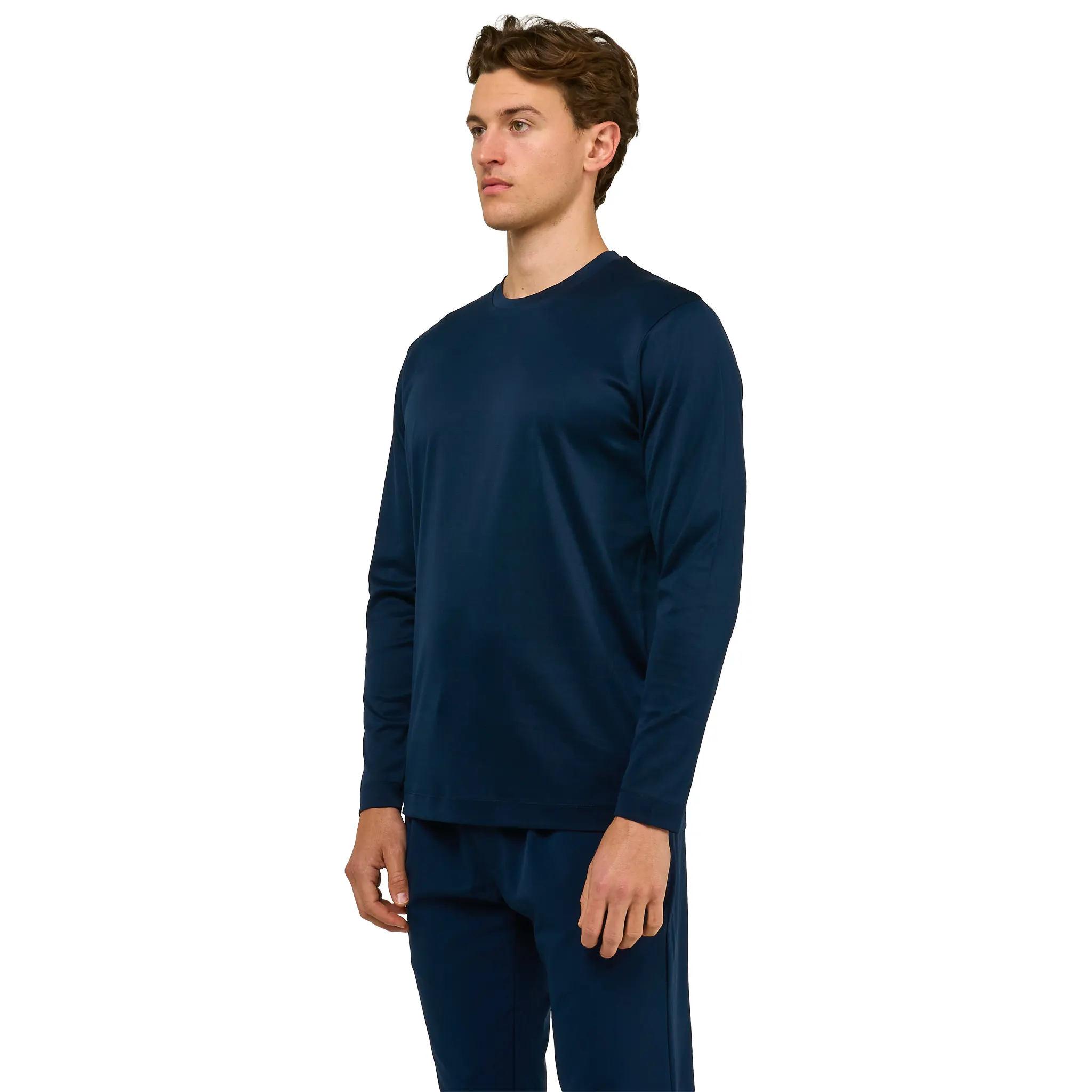 Loiano Egyptian Cotton L/S Navy T Shirt - Image 2