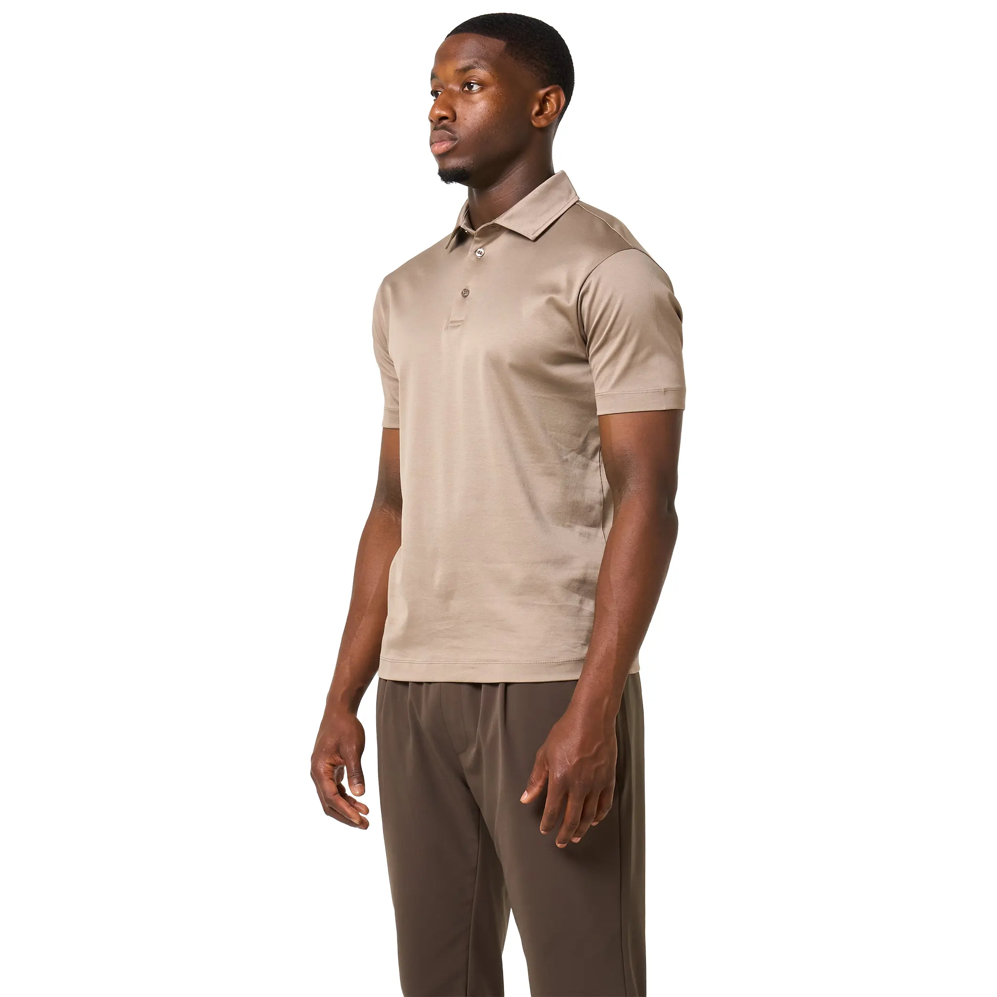 Loiano Egyptian Cotton Taupe Polo Shirt - Image 3