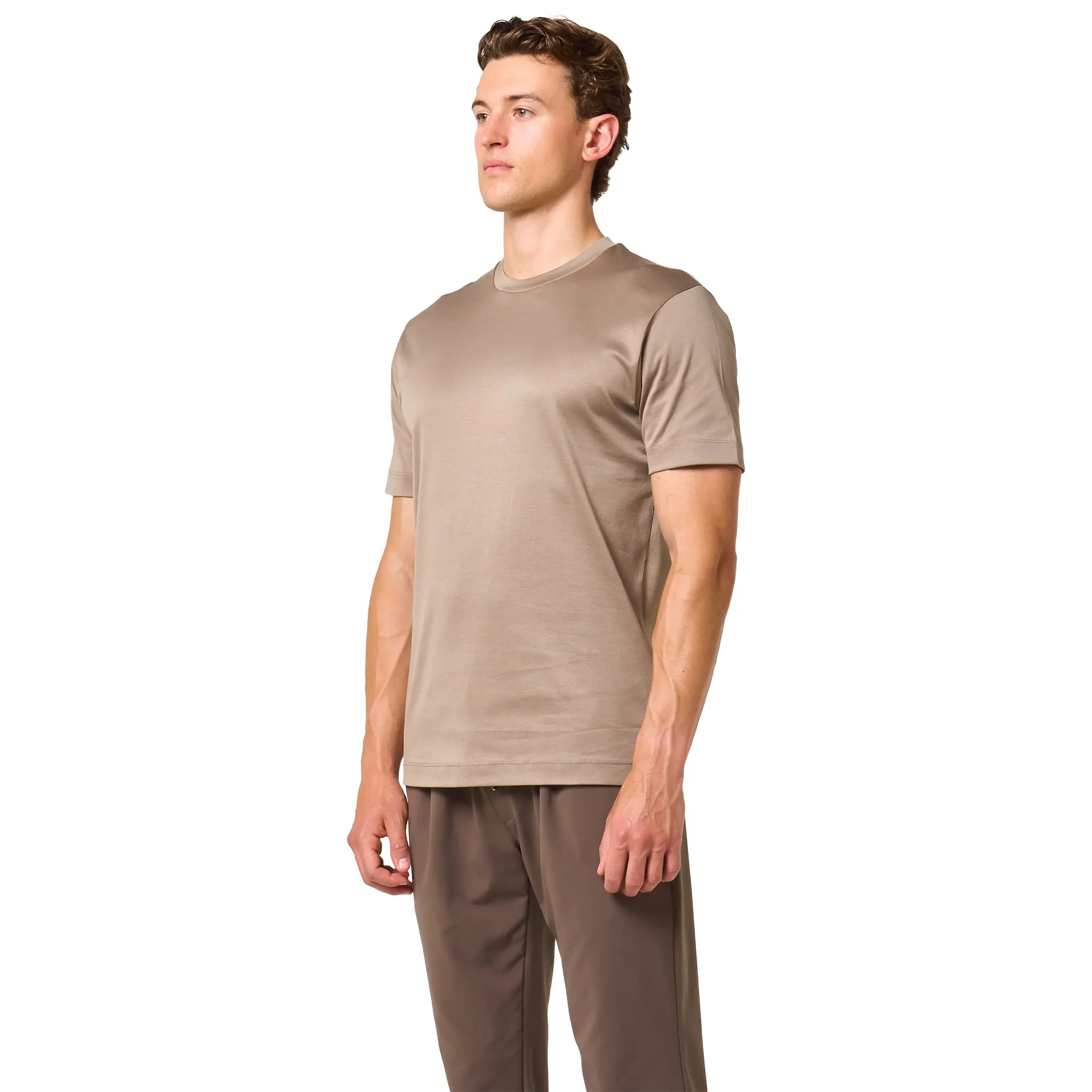 Loiano Egyptian Cotton Taupe T Shirt - Image 2
