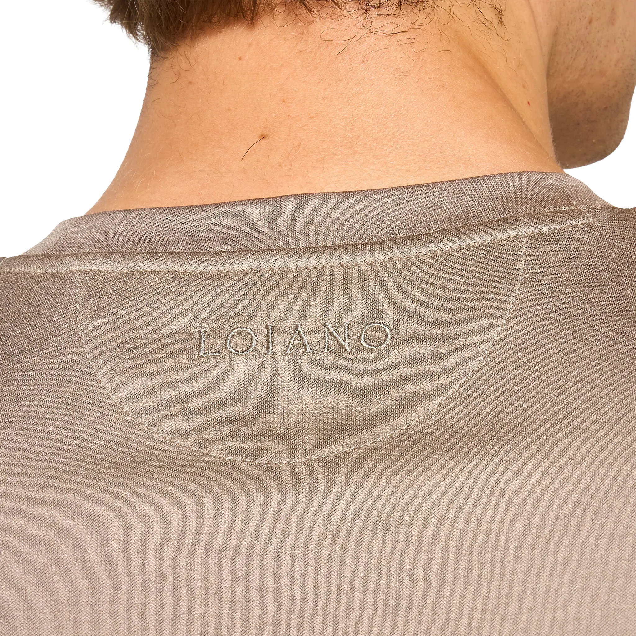 Loiano Egyptian Cotton Taupe T Shirt - Image 3