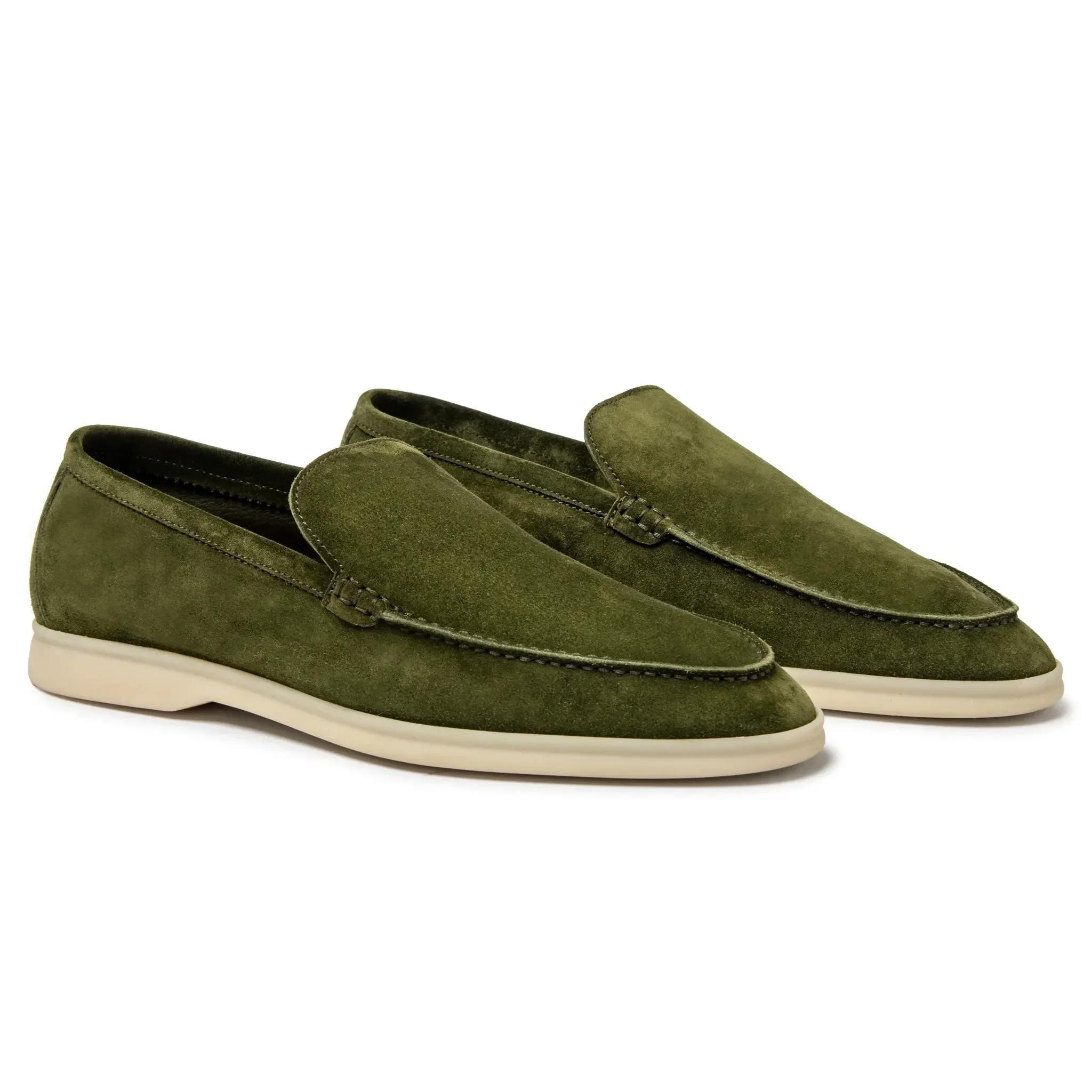 Loro Piana Harrods Exclusive Summer Walk Suede Verde Loafers - Image 2