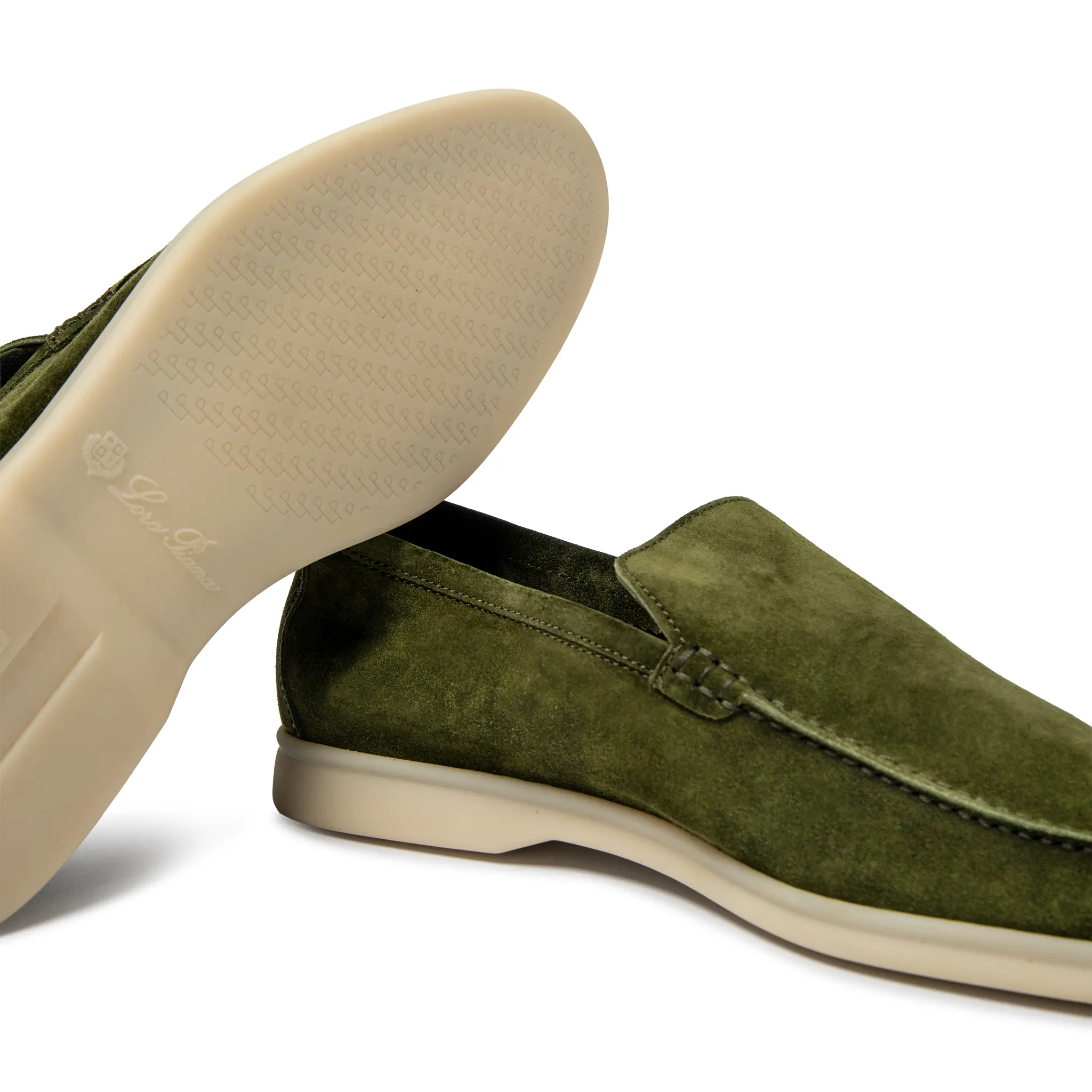 Loro Piana Harrods Exclusive Summer Walk Suede Verde Loafers - Image 5