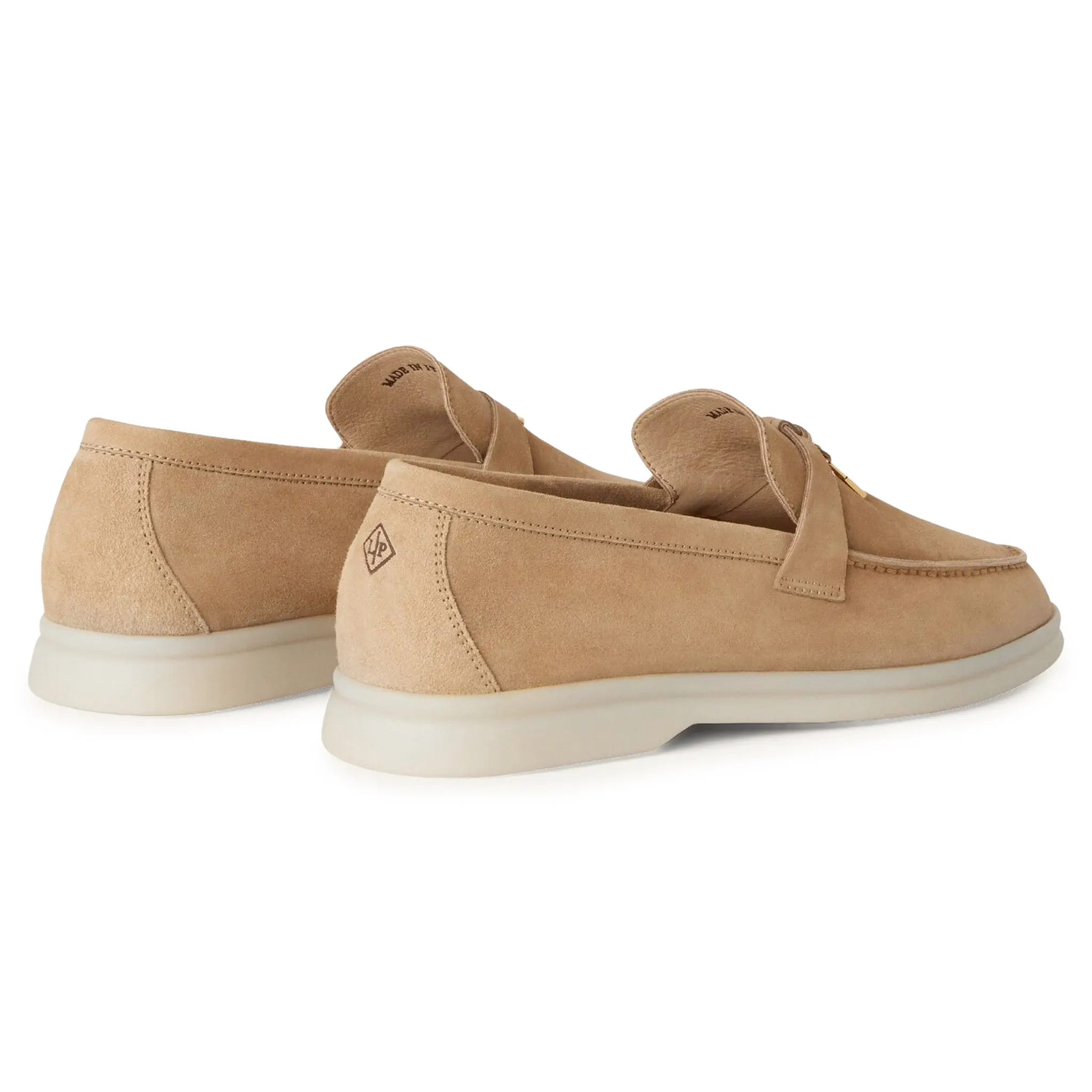Loro Piana Summer Charms Suede Sandstone Loafers - Image 4