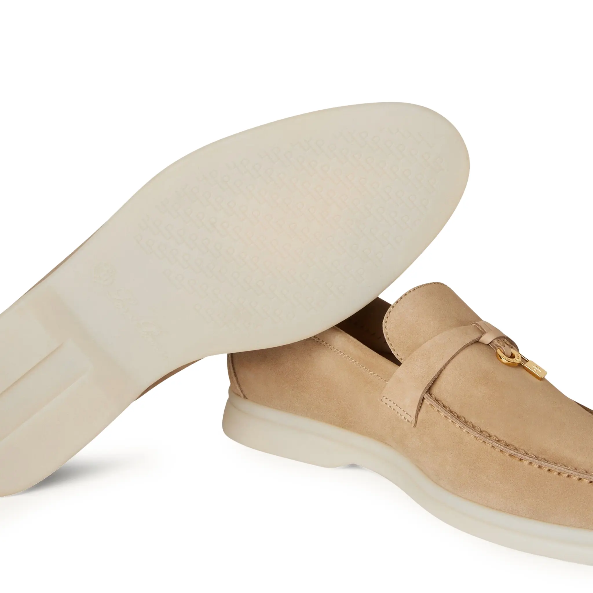 Loro Piana Summer Charms Suede Sandstone Loafers - Image 5