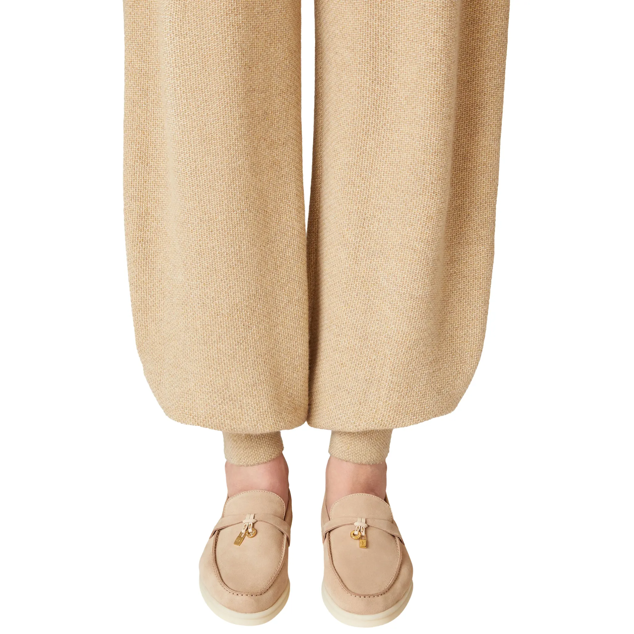 Loro Piana Summer Charms Suede Sandstone Loafers - Image 7