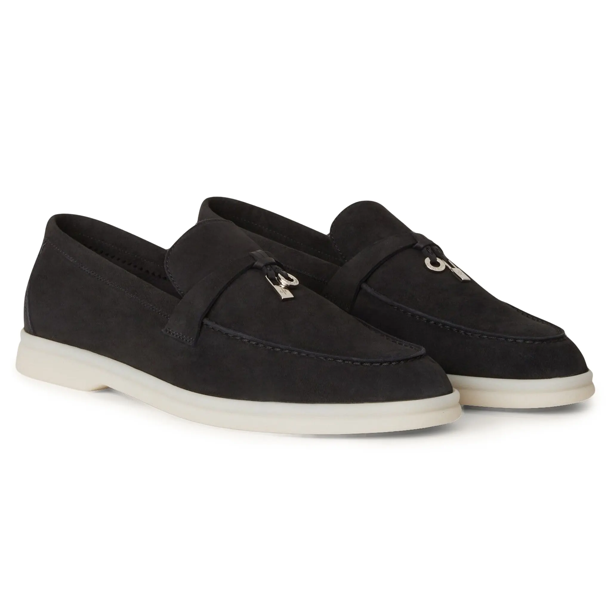 Loro Piana Summer Charms Walk Suede Caviar Loafers - Image 2