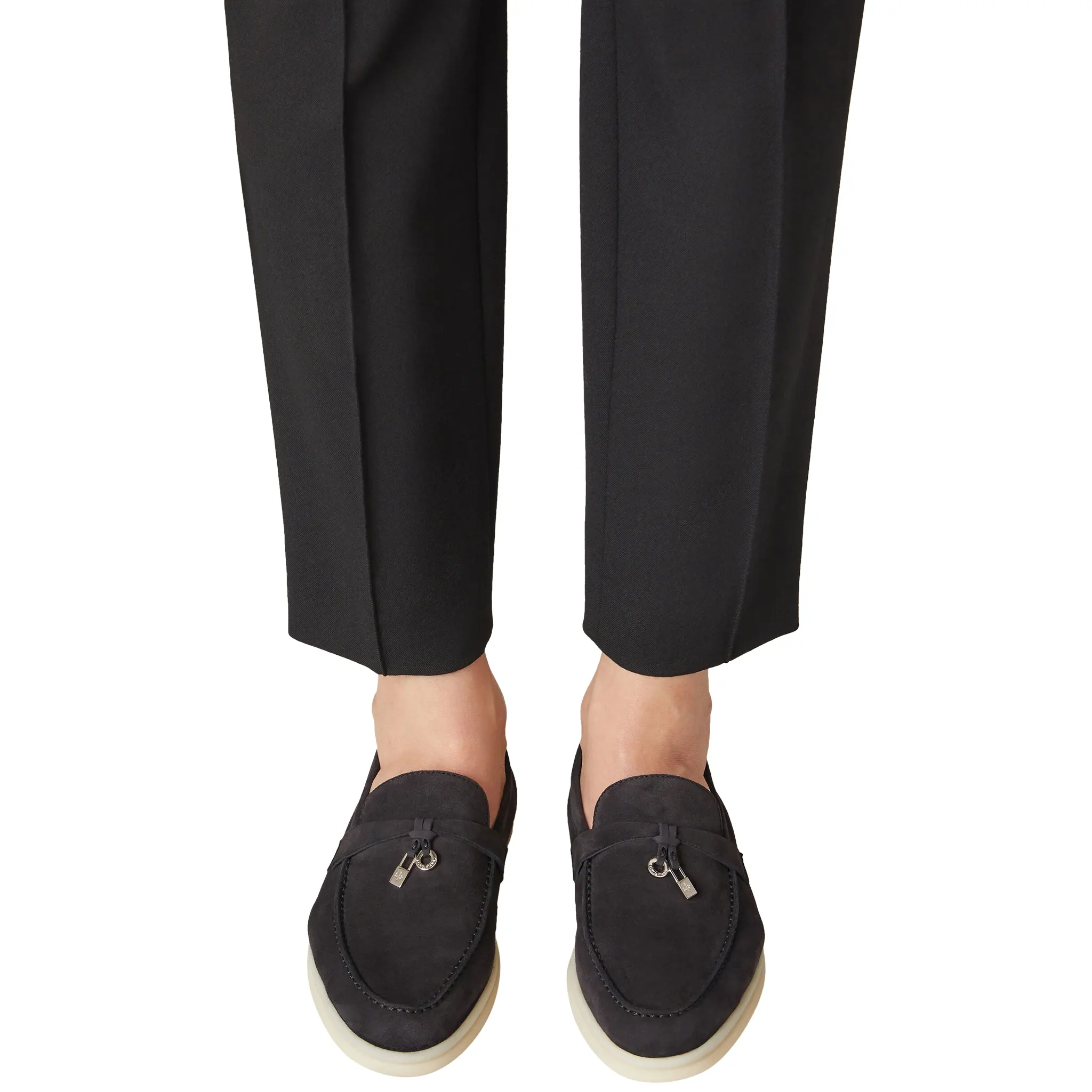 Loro Piana Summer Charms Walk Suede Caviar Loafers - Image 7
