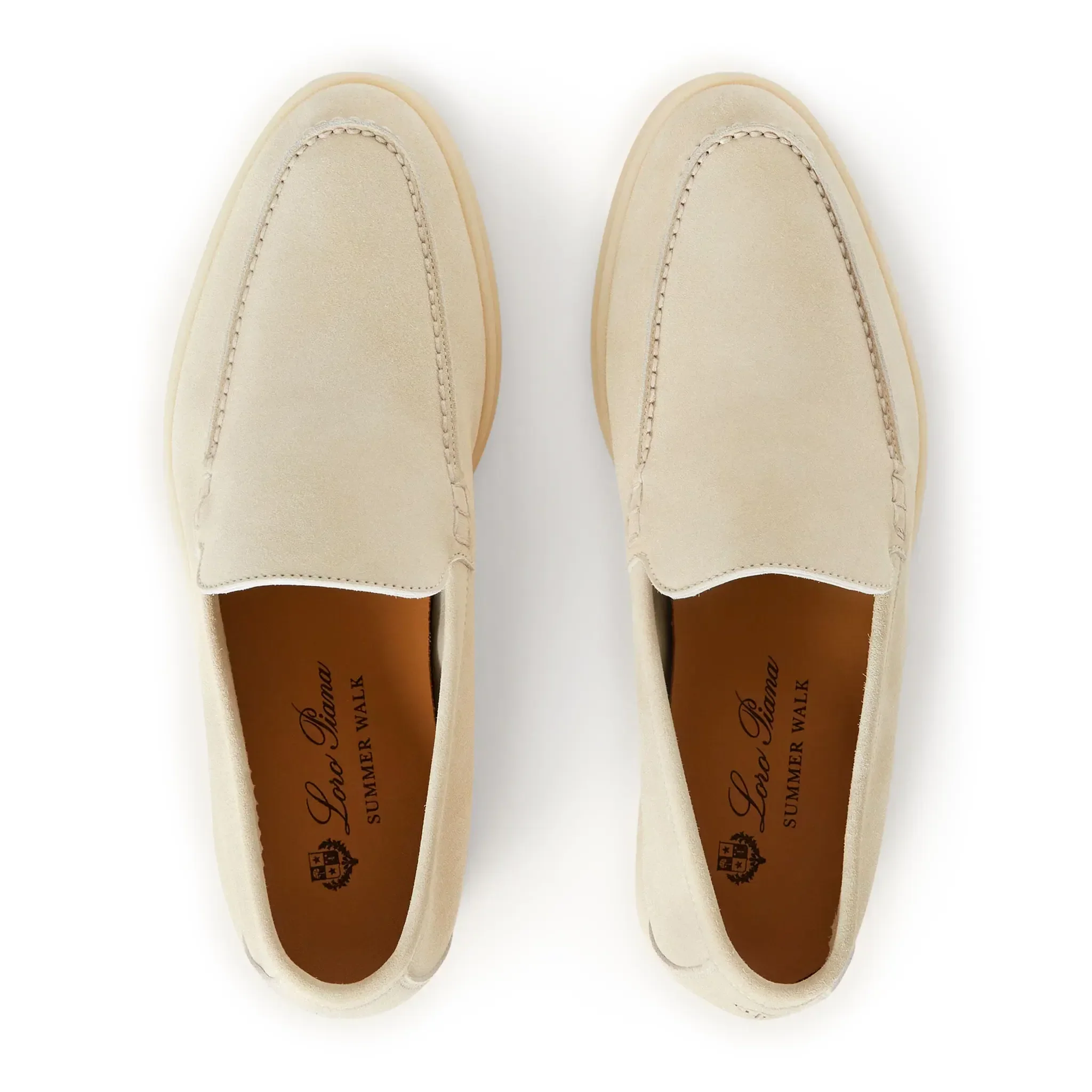 Loro Piana Summer Walk Suede Nougat Loafers - Image 3