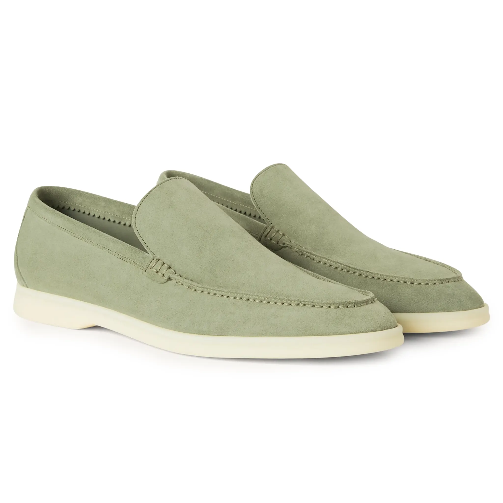 Loro Piana Summer Walk Suede Shamrock Loafers - Image 2