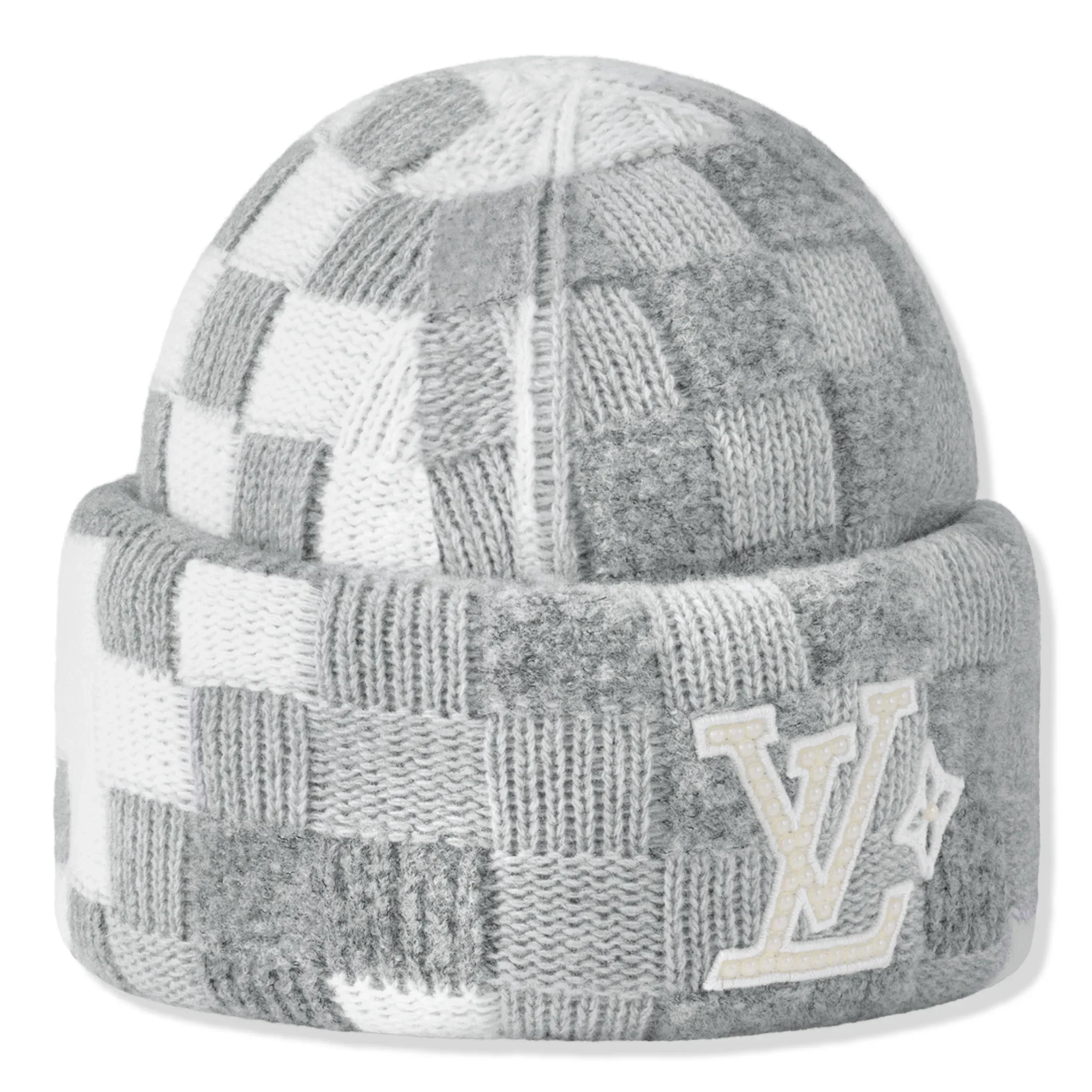 Louis Vuitton Damoflage Pearls Crush Reversible Light Grey Beanie