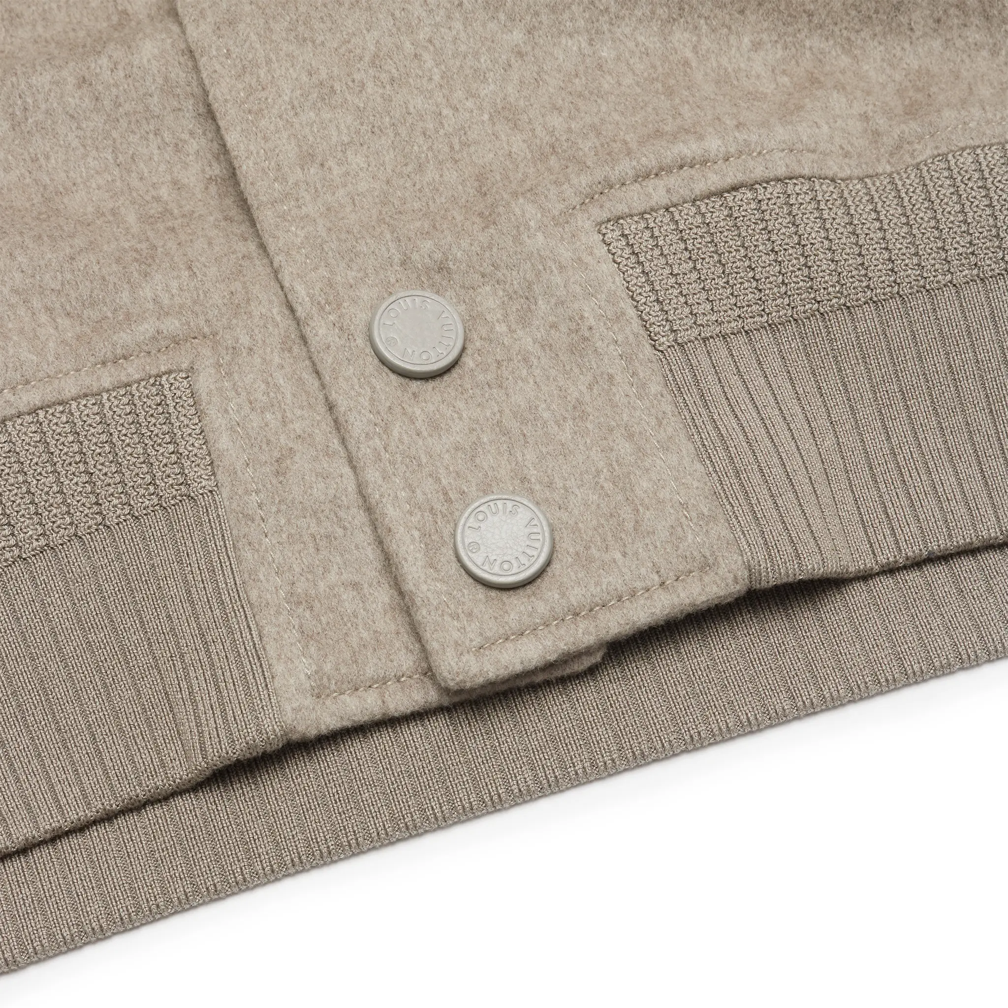 Louis Vuitton Wool Leather Beige Bomber Jacket - Image 7