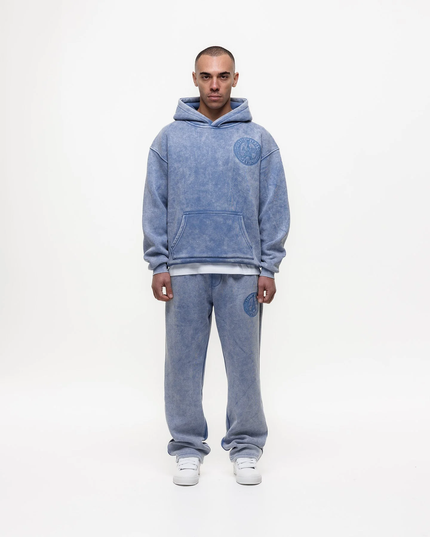MAGIRI Embroidered Acid Washed Blue Hoodie - Image 3