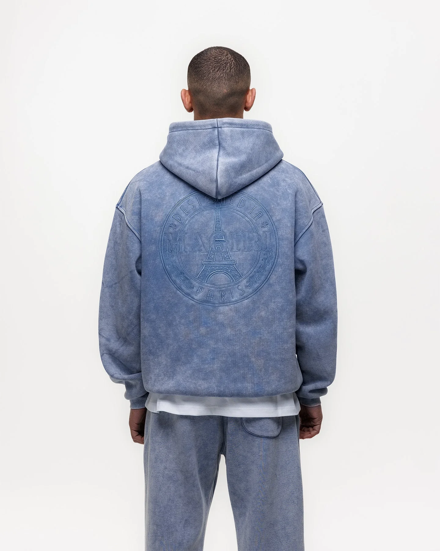 MAGIRI Embroidered Acid Washed Blue Hoodie - Image 5