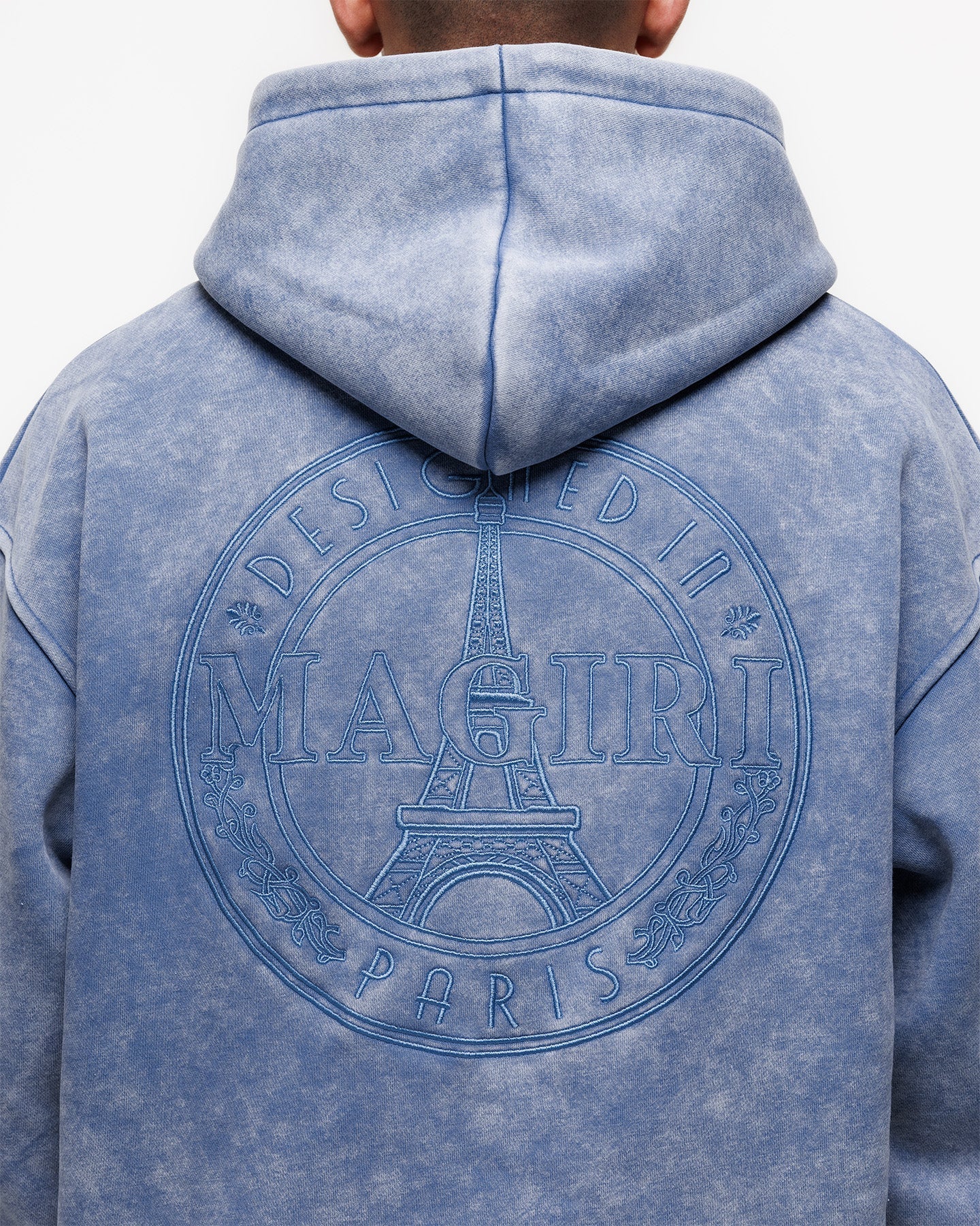 MAGIRI Embroidered Acid Washed Blue Hoodie - Image 6