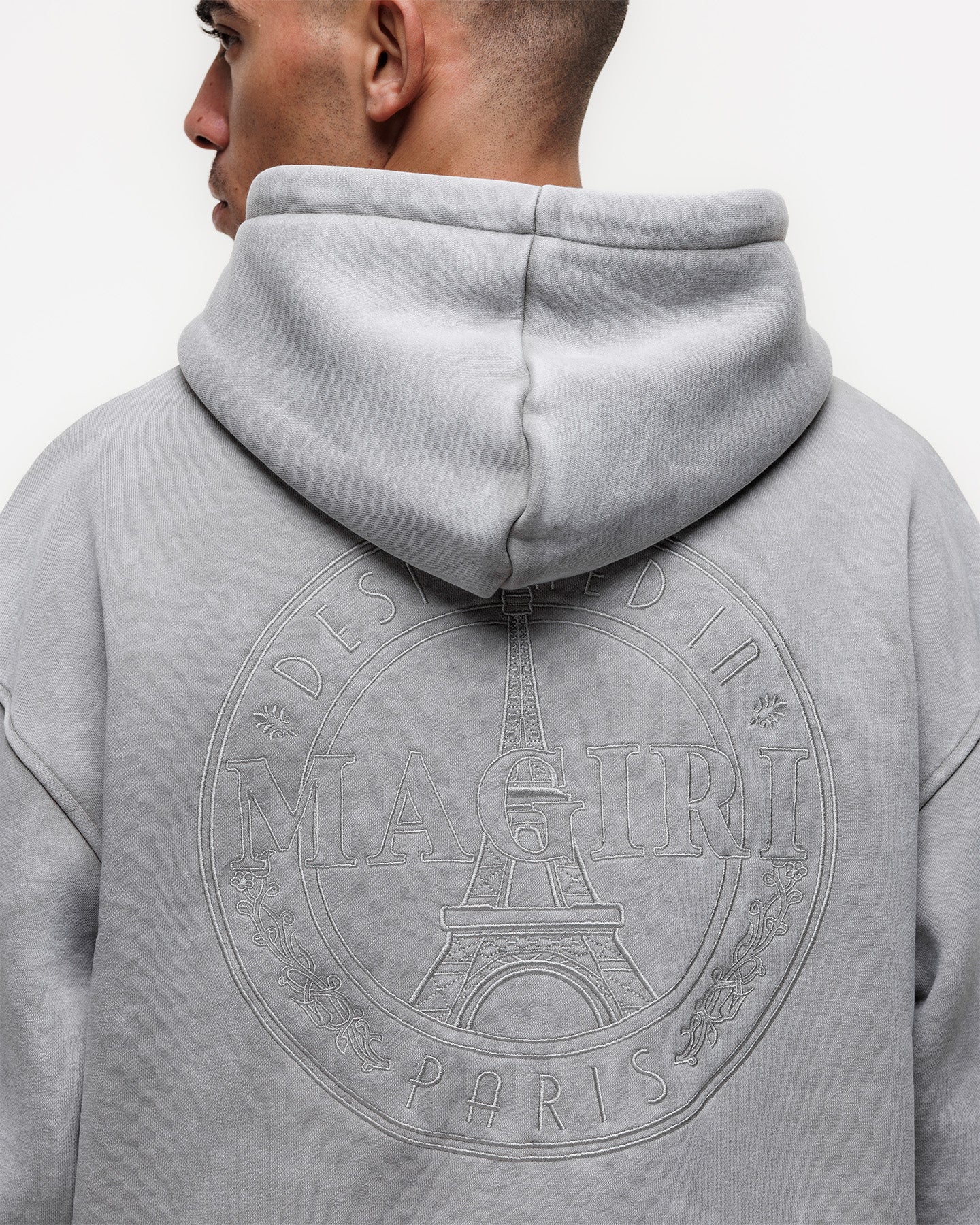 MAGIRI Embroidered Acid Washed Oatmeal Hoodie - Image 6