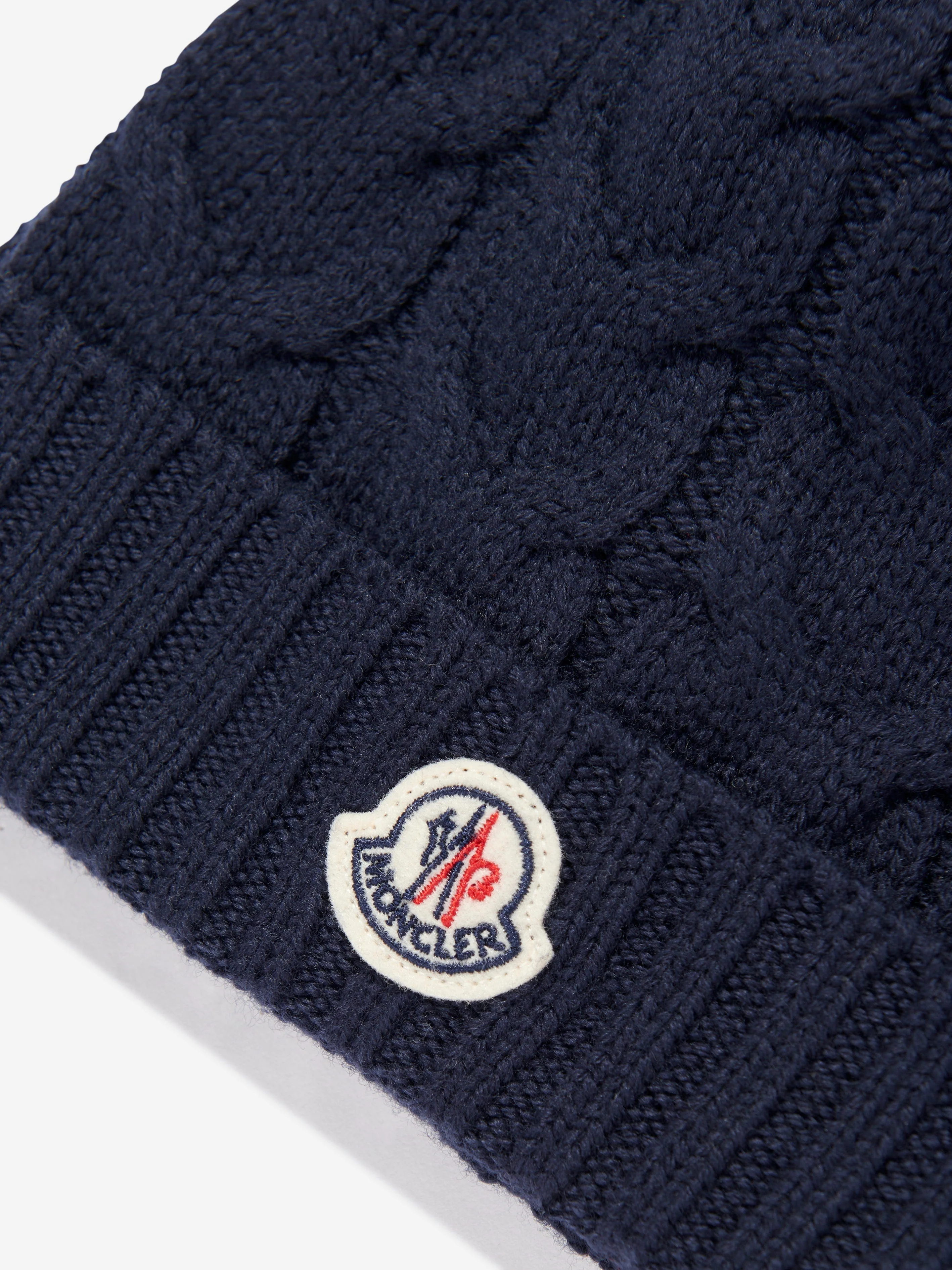Moncler Enfant Boys Wool Knit Navy Beanie - Image 3