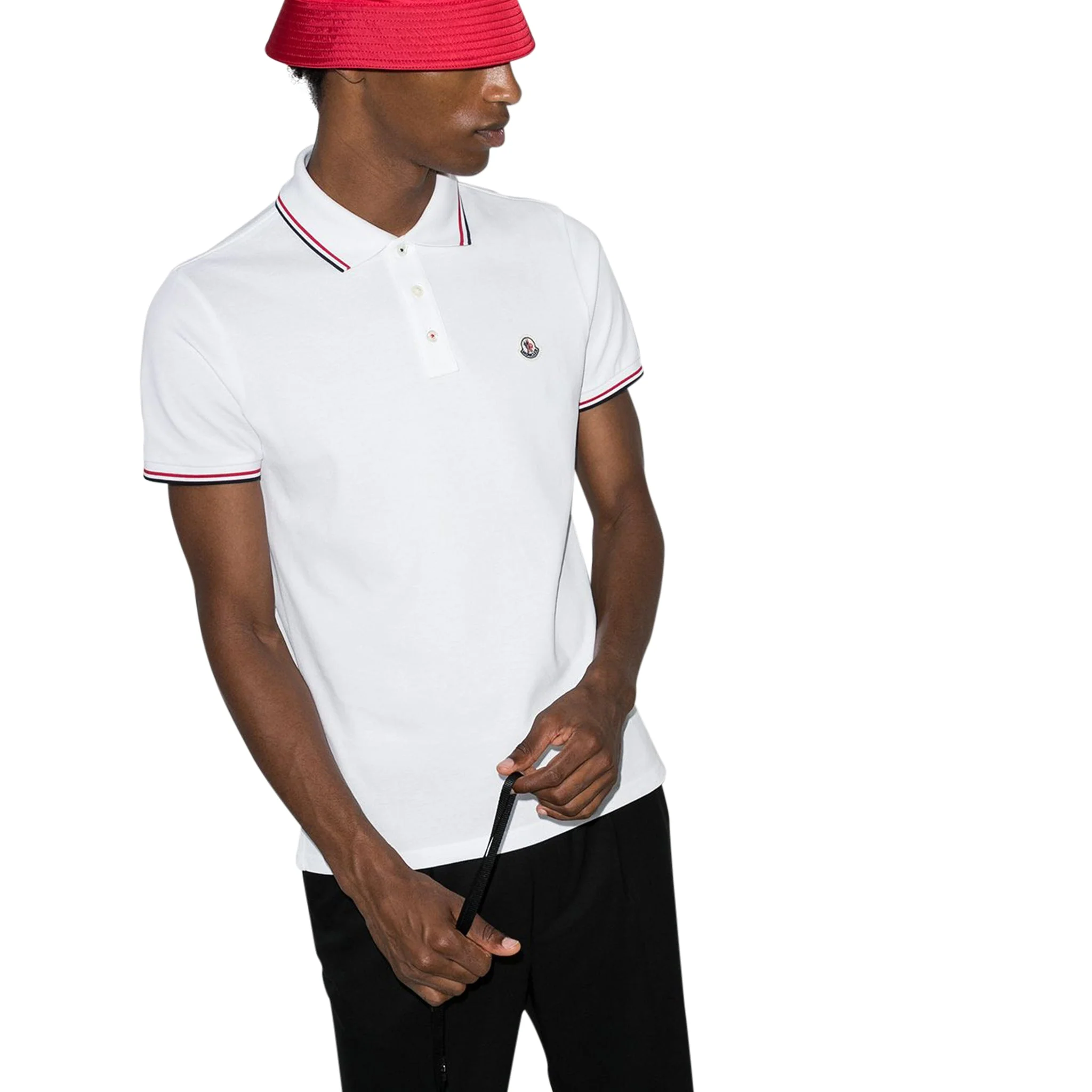 Moncler Logo Patch White Polo Shirt - Image 2