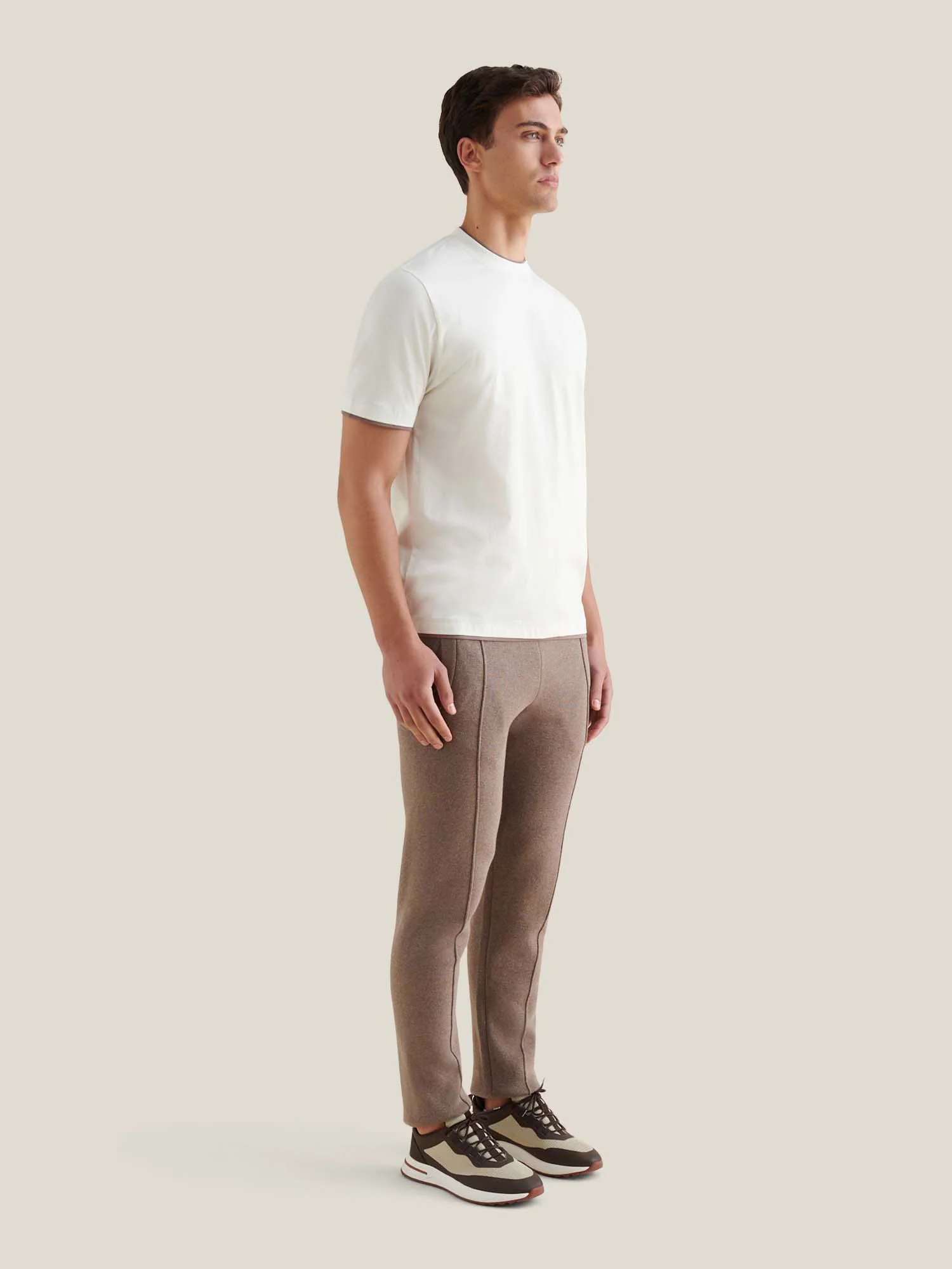 Peckham Rye Double Layer Mercerised Cotton Egret T-Shirt - Image 4