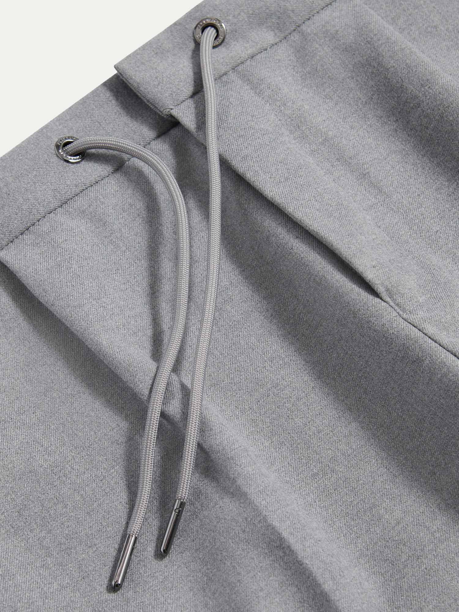 Peckham Rye Flannel Light Grey Marl Tech Drawstring Trousers - Image 8