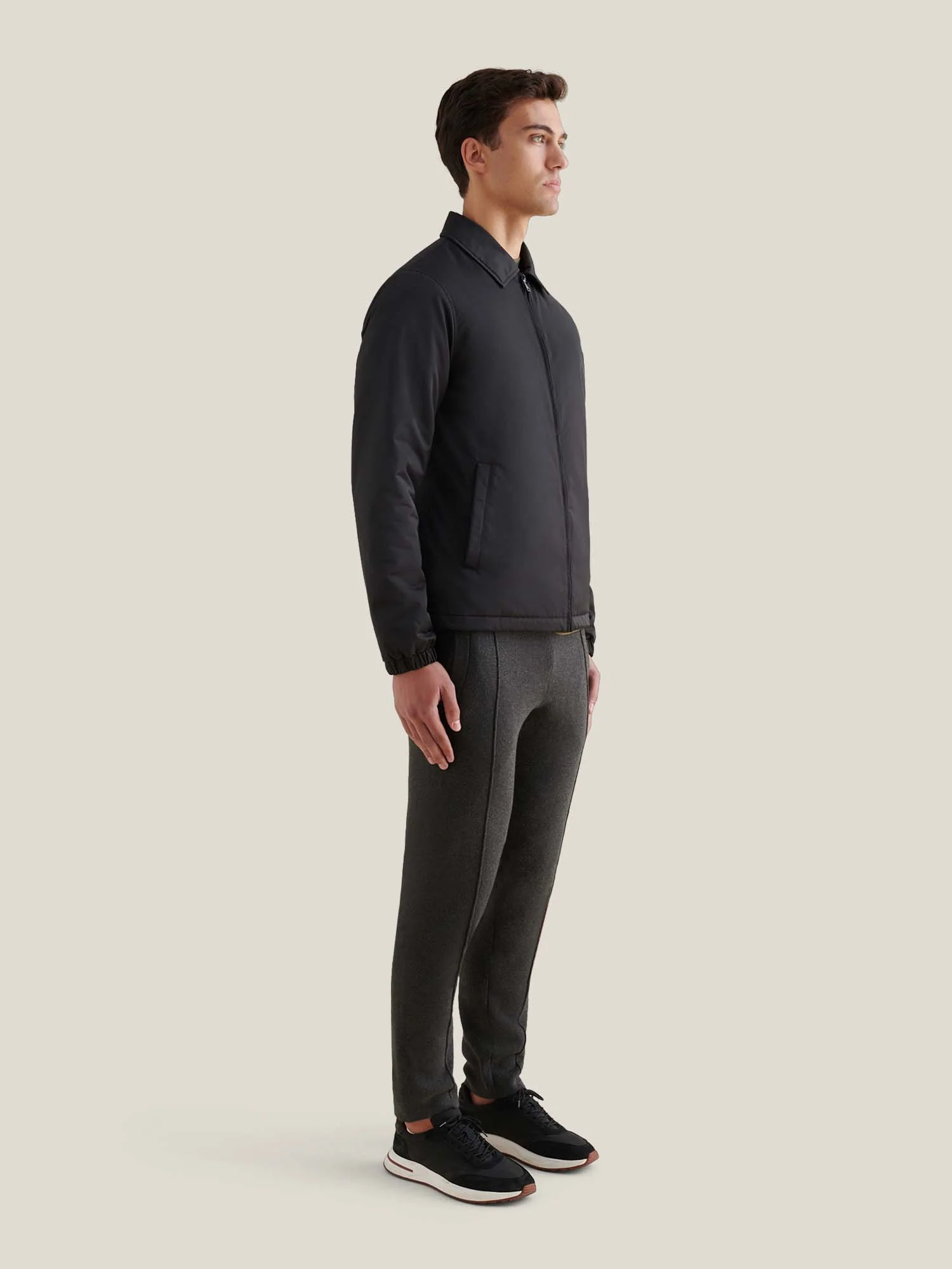 Peckham Rye Light Padded Collar Black Bomber Jacket - Image 5