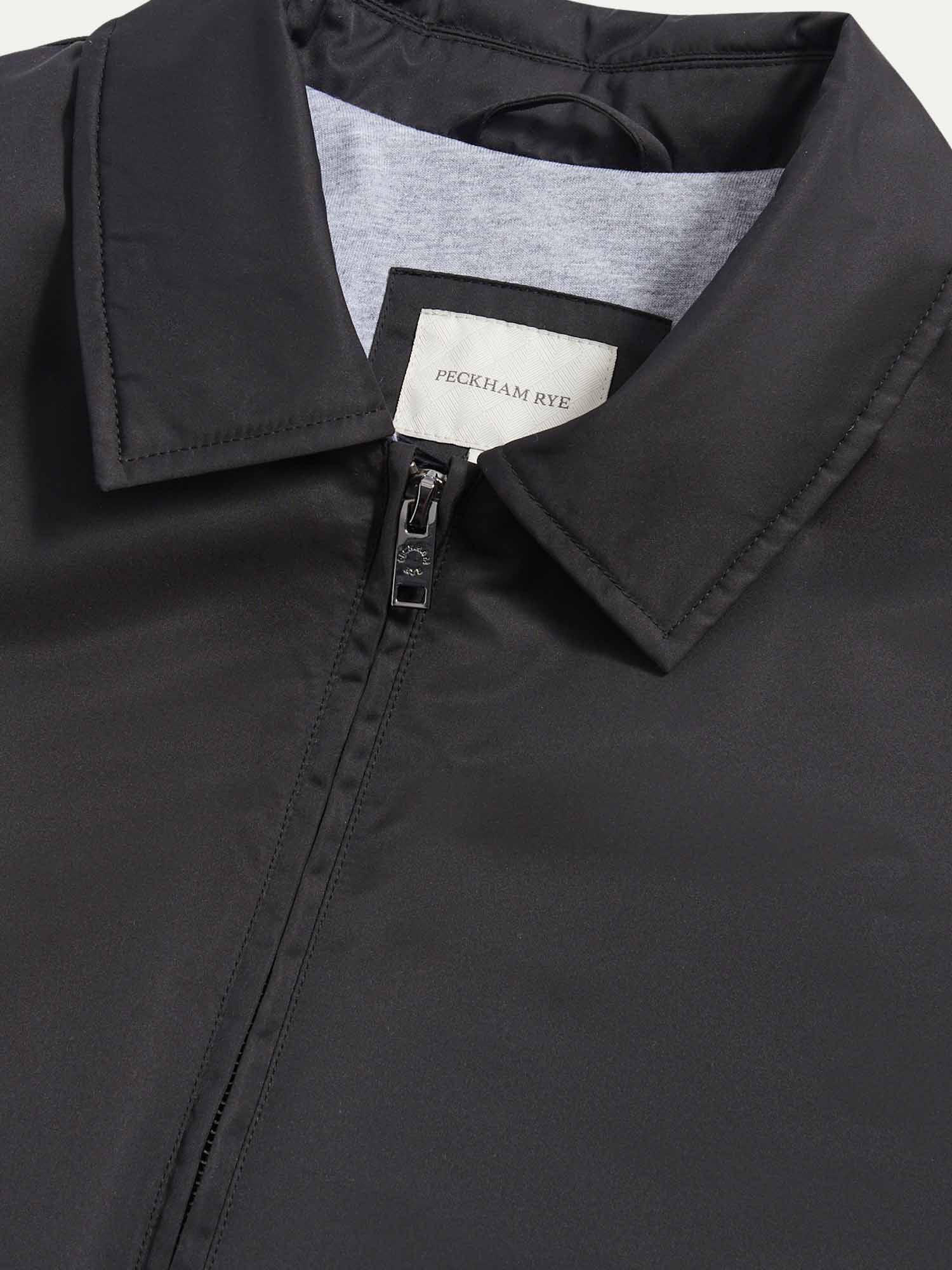 Peckham Rye Light Padded Collar Black Bomber Jacket - Image 8