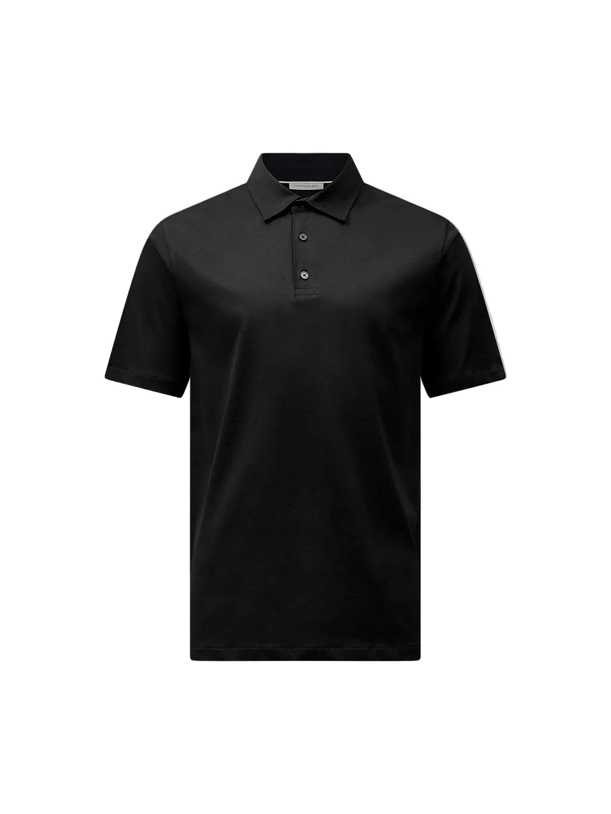 Peckham Rye Mercerised Cotton Black Polo Shirt - Image 3