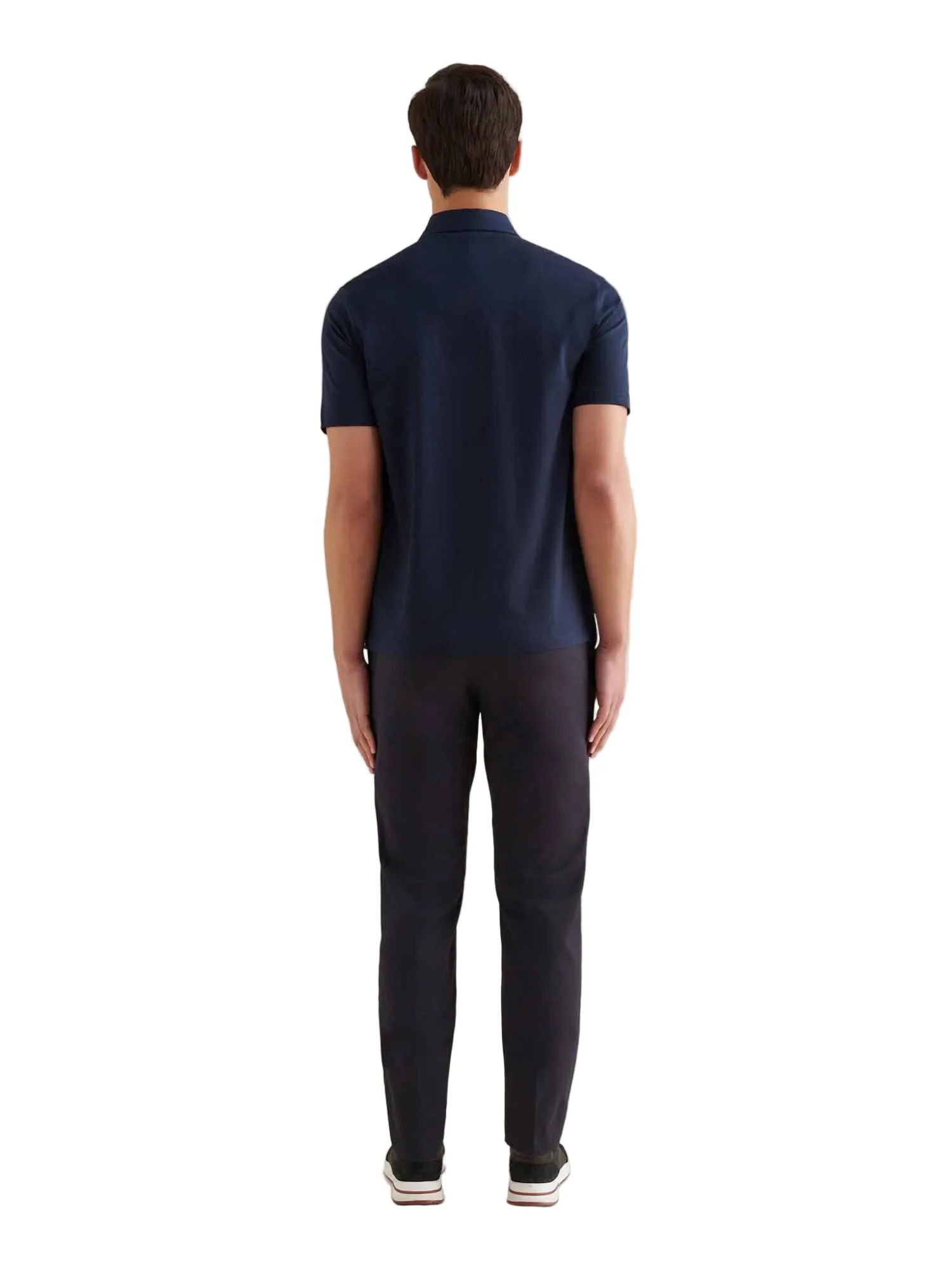 Peckham Rye Mercerised Cotton Dark Sapphire Navy Polo Shirt - Image 2