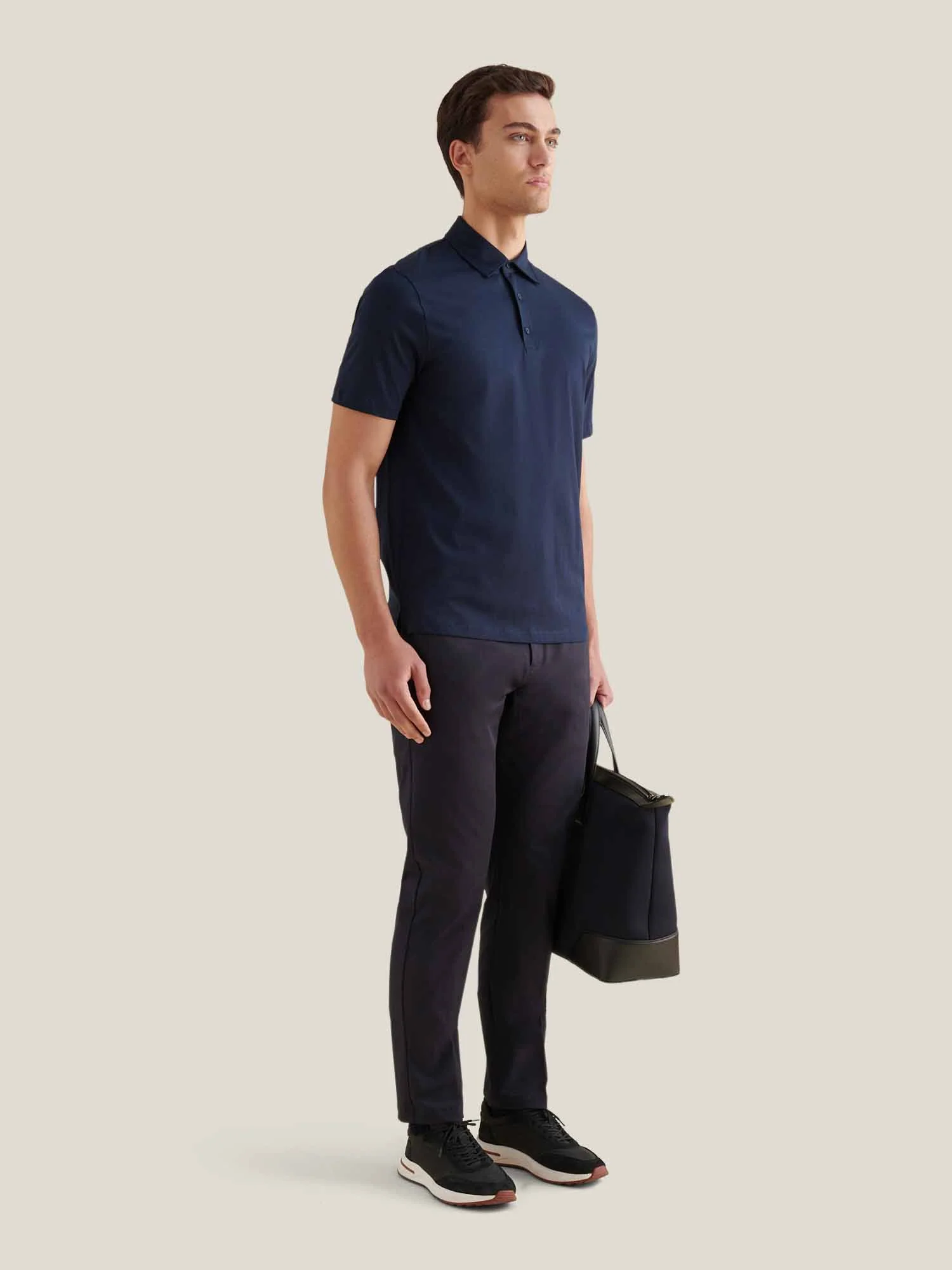 Peckham Rye Mercerised Cotton Dark Sapphire Navy Polo Shirt - Image 6