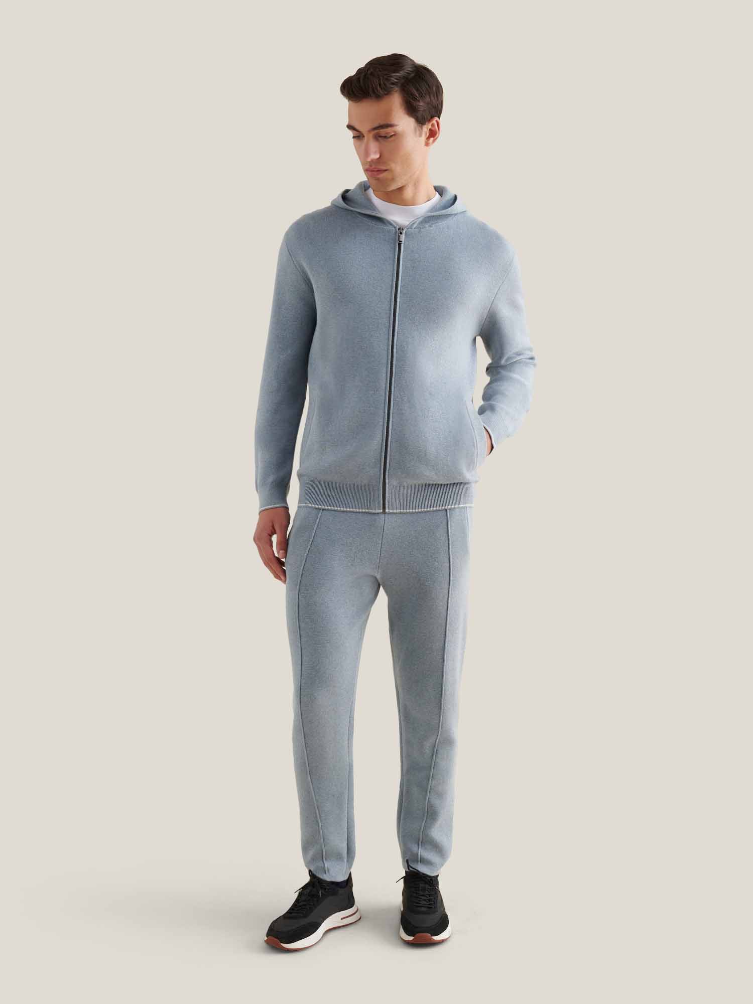 Peckham Rye Milano Knit Blue Blizzard Zip-Up Hoodie - Image 5