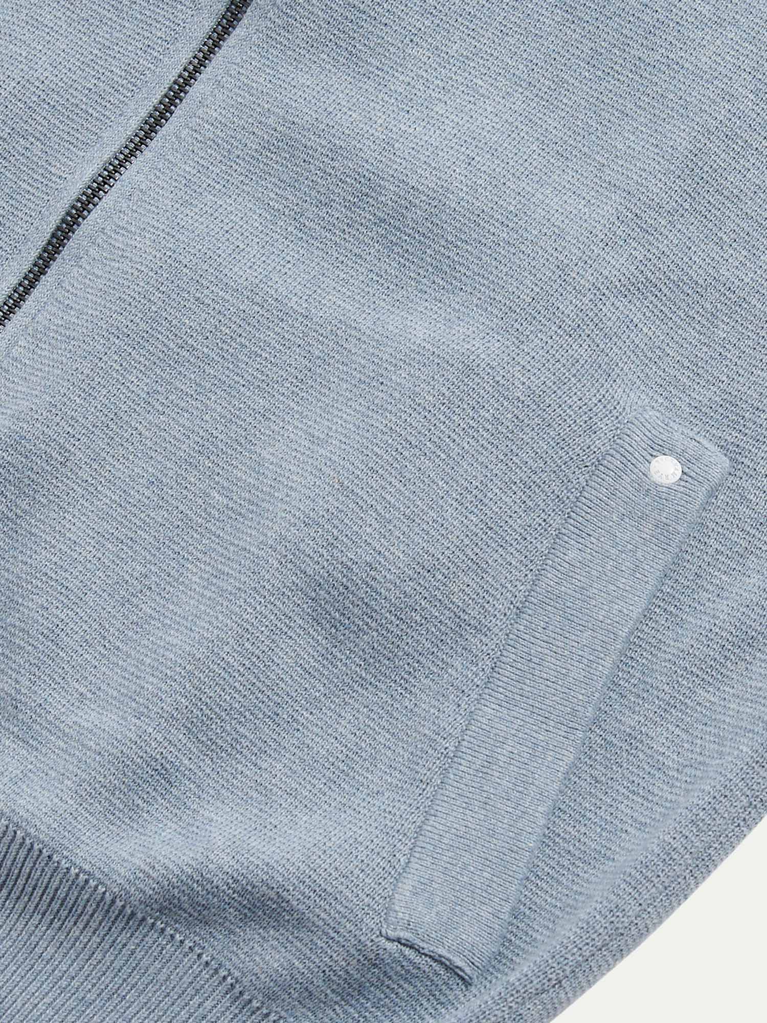 Peckham Rye Milano Knit Blue Blizzard Zip-Up Hoodie - Image 8