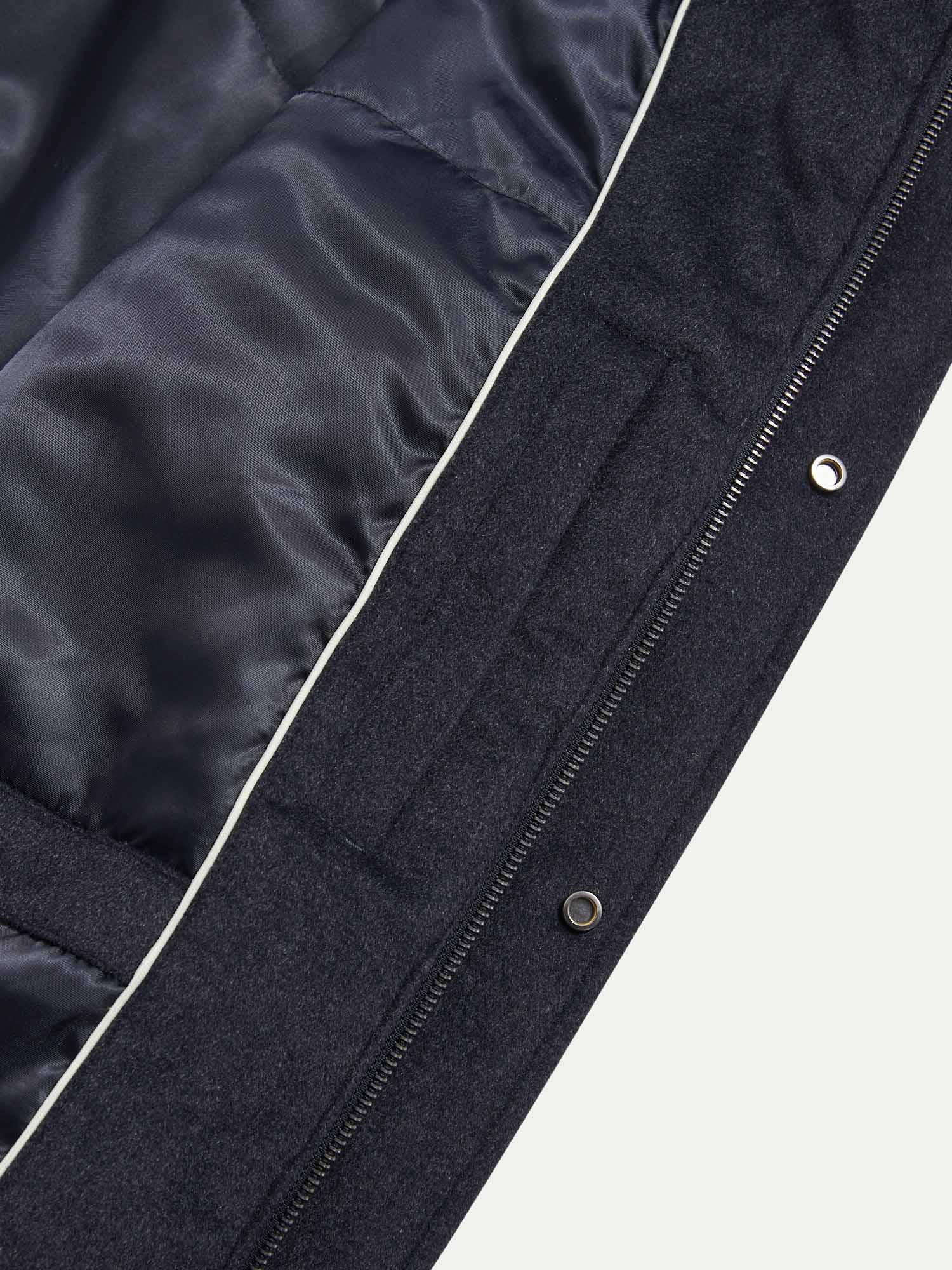 Peckham Rye Wool Blend Dark Sapphire Navy Padded Parka Jacket - Image 13