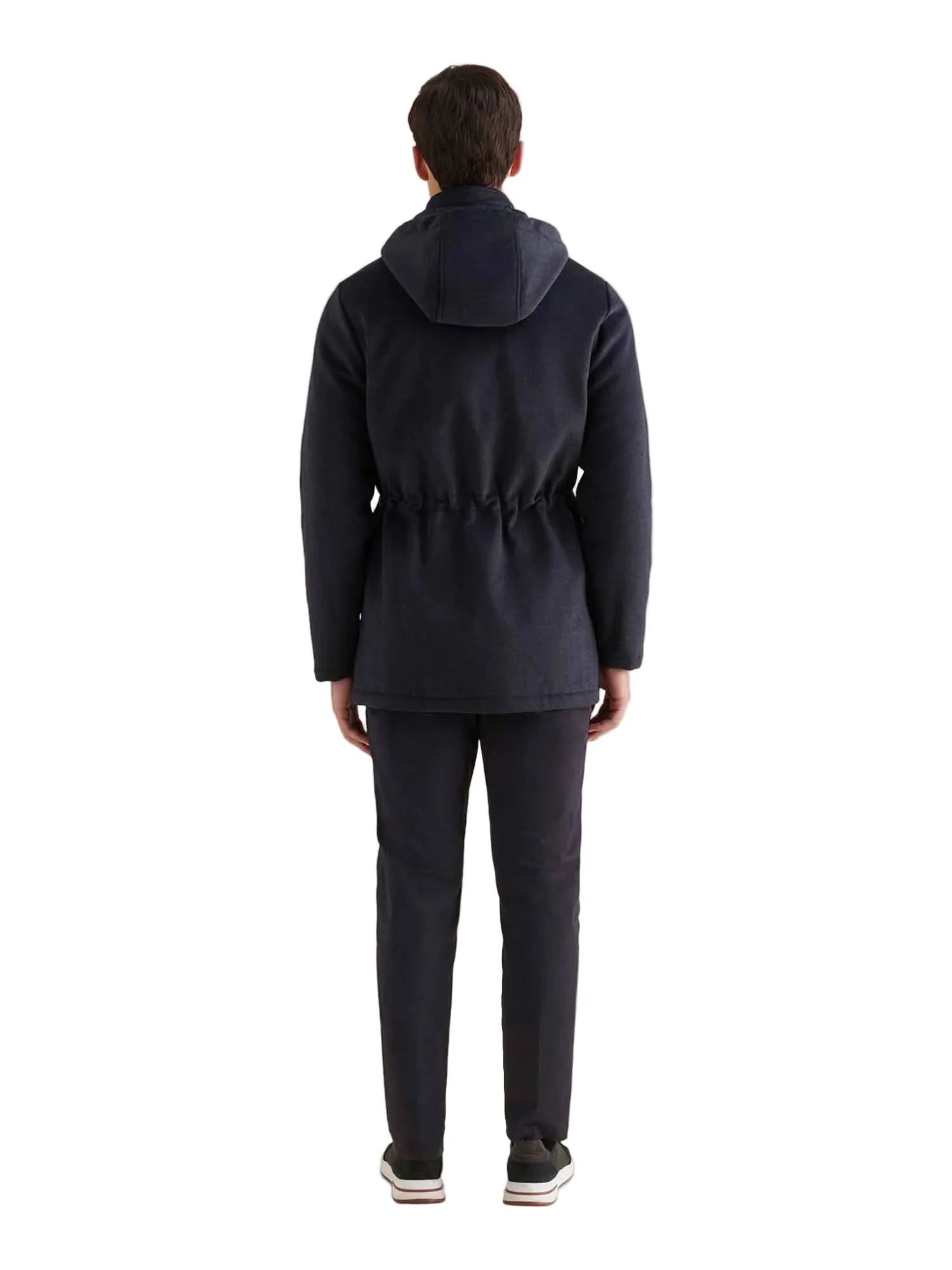 Peckham Rye Wool Blend Dark Sapphire Navy Padded Parka Jacket - Image 2