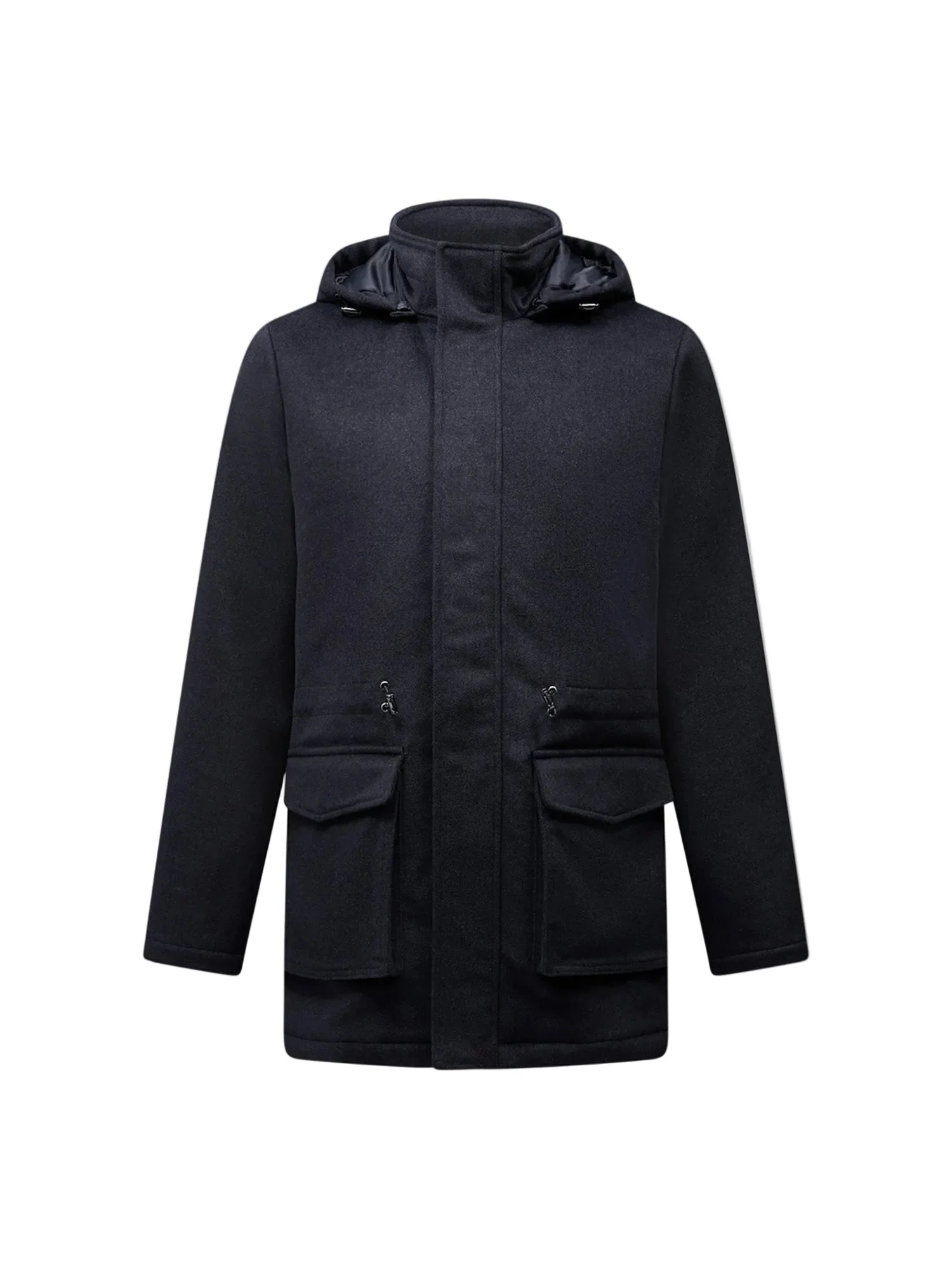 Peckham Rye Wool Blend Dark Sapphire Navy Padded Parka Jacket - Image 4