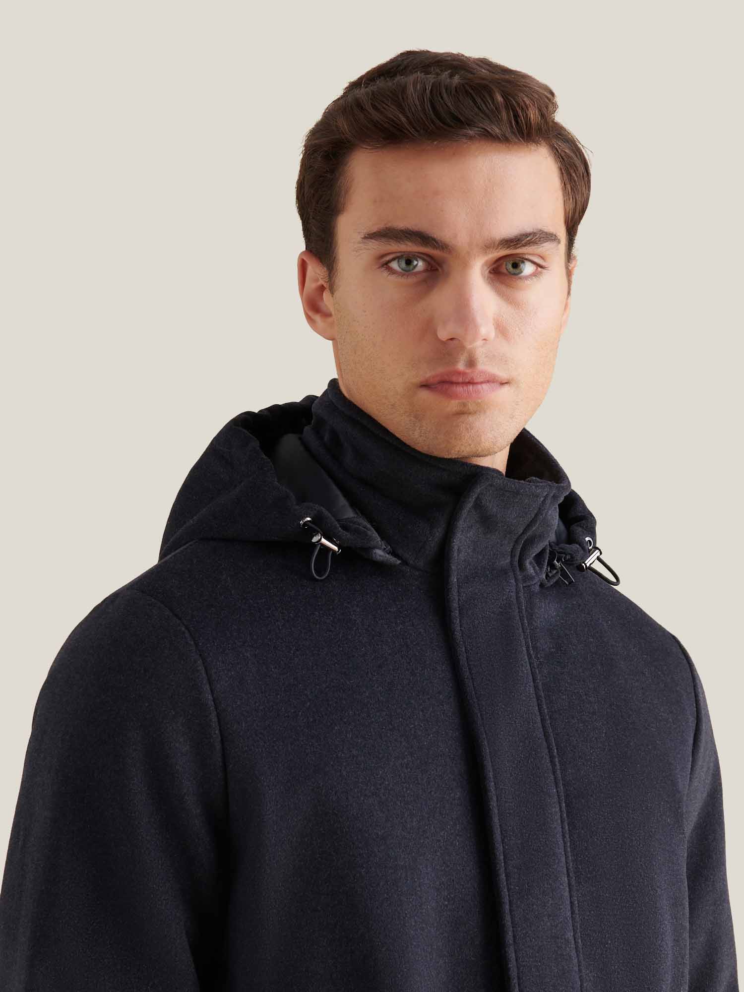 Peckham Rye Wool Blend Dark Sapphire Navy Padded Parka Jacket - Image 6