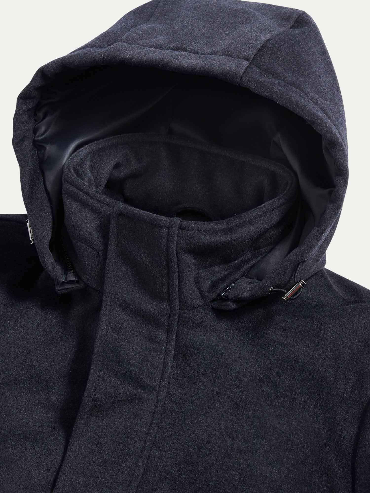 Peckham Rye Wool Blend Dark Sapphire Navy Padded Parka Jacket - Image 9