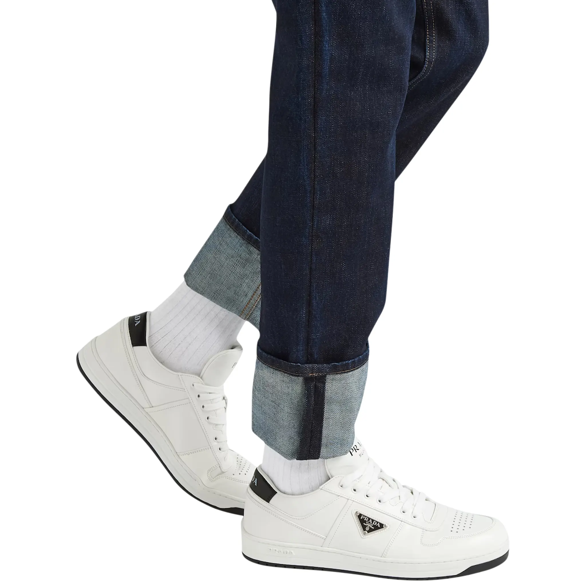 Prada Downtown Triangle Logo White Black Sneaker - Image 6