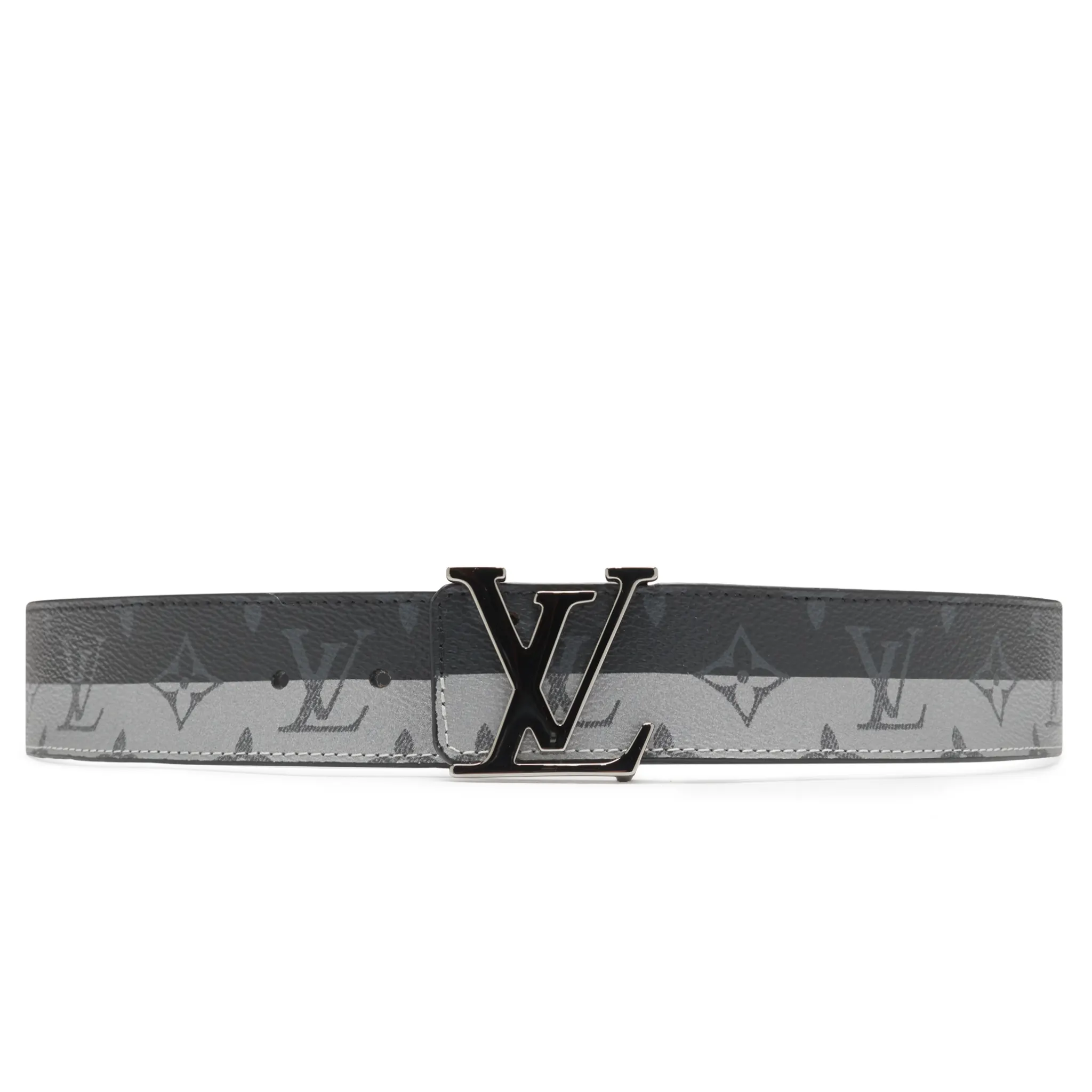 Preloved - Louis Vuitton LV Initiales Monogram Eclipse 40mm Silver Black Belt