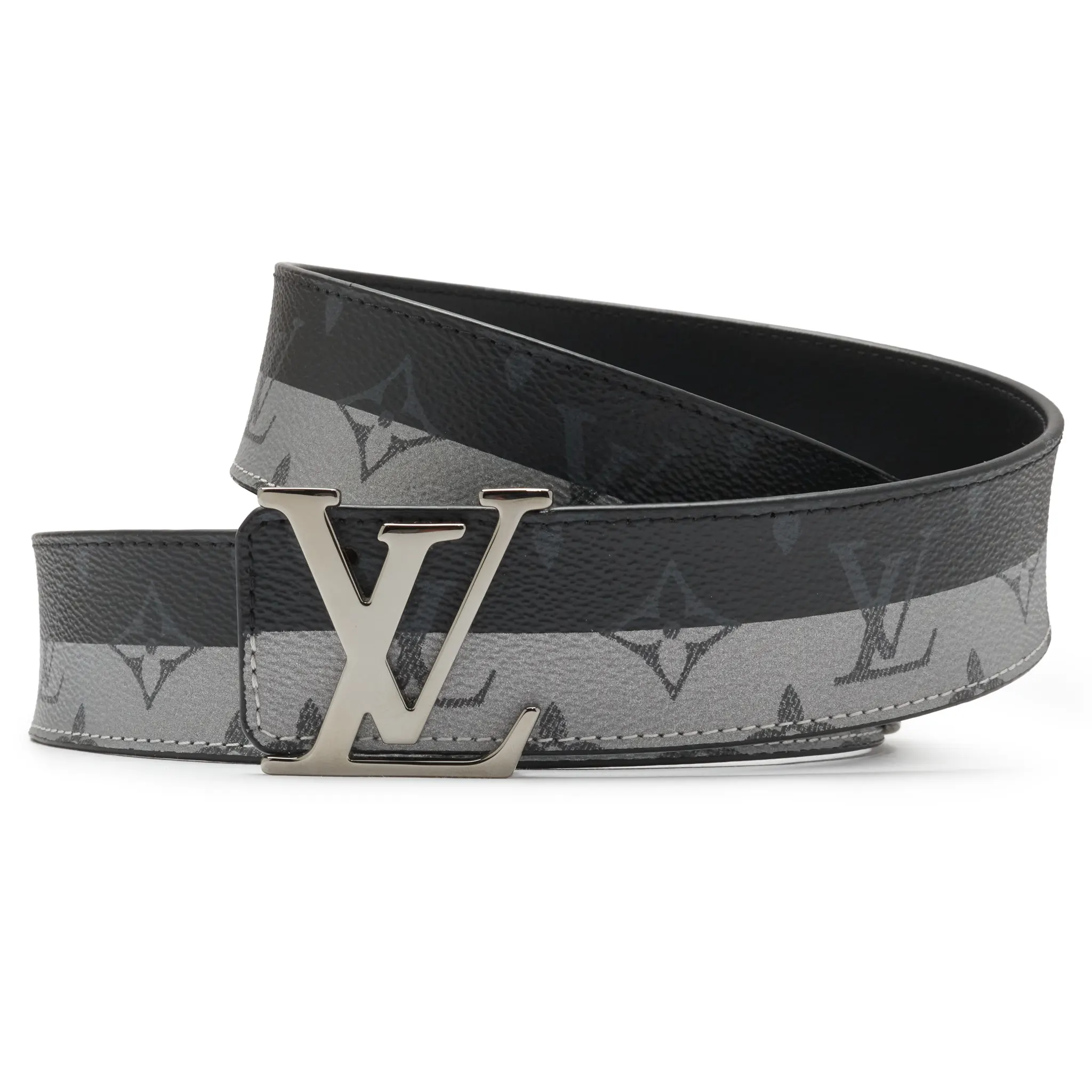 Preloved - Louis Vuitton LV Initiales Monogram Eclipse 40mm Silver Black Belt - Image 2