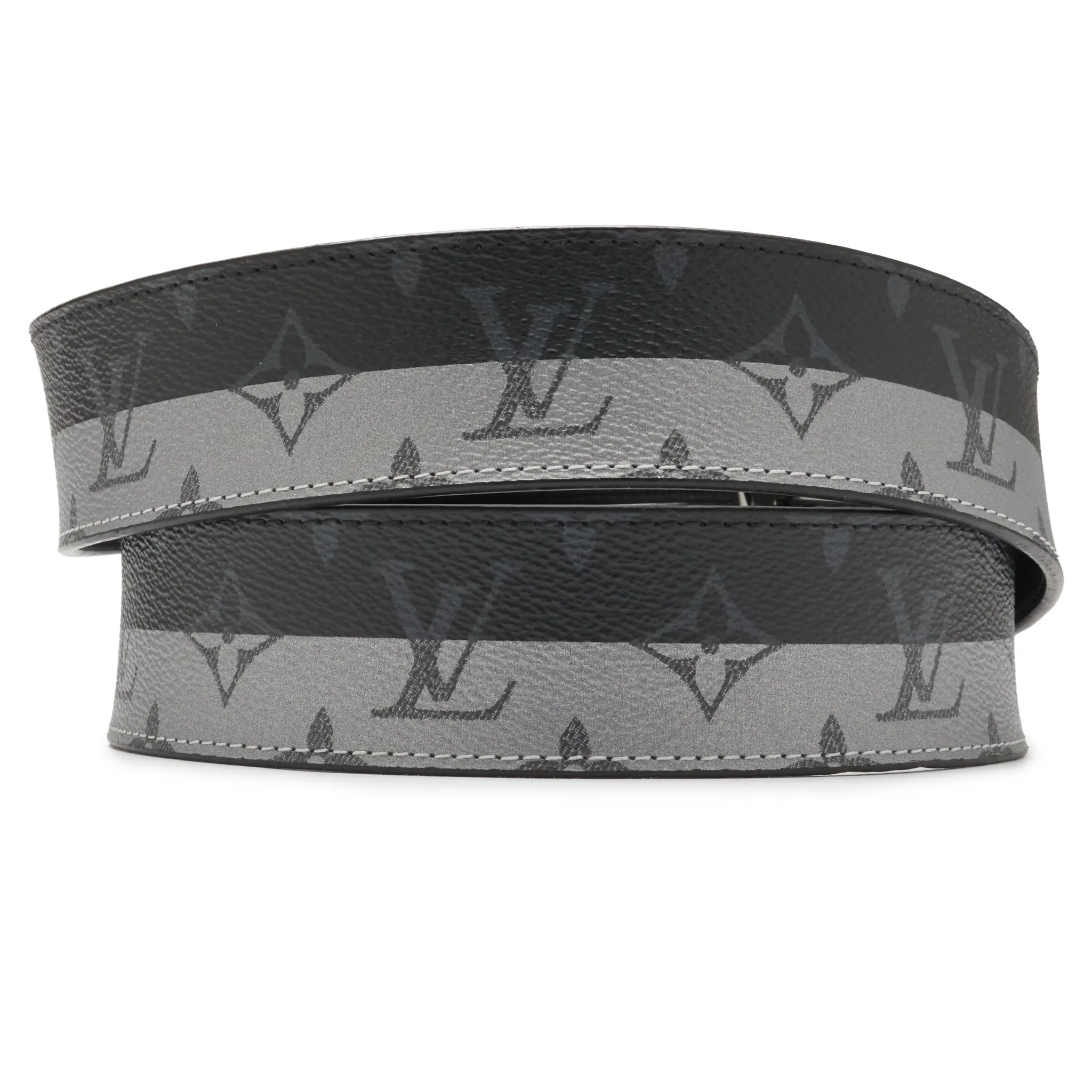 Preloved - Louis Vuitton LV Initiales Monogram Eclipse 40mm Silver Black Belt - Image 3