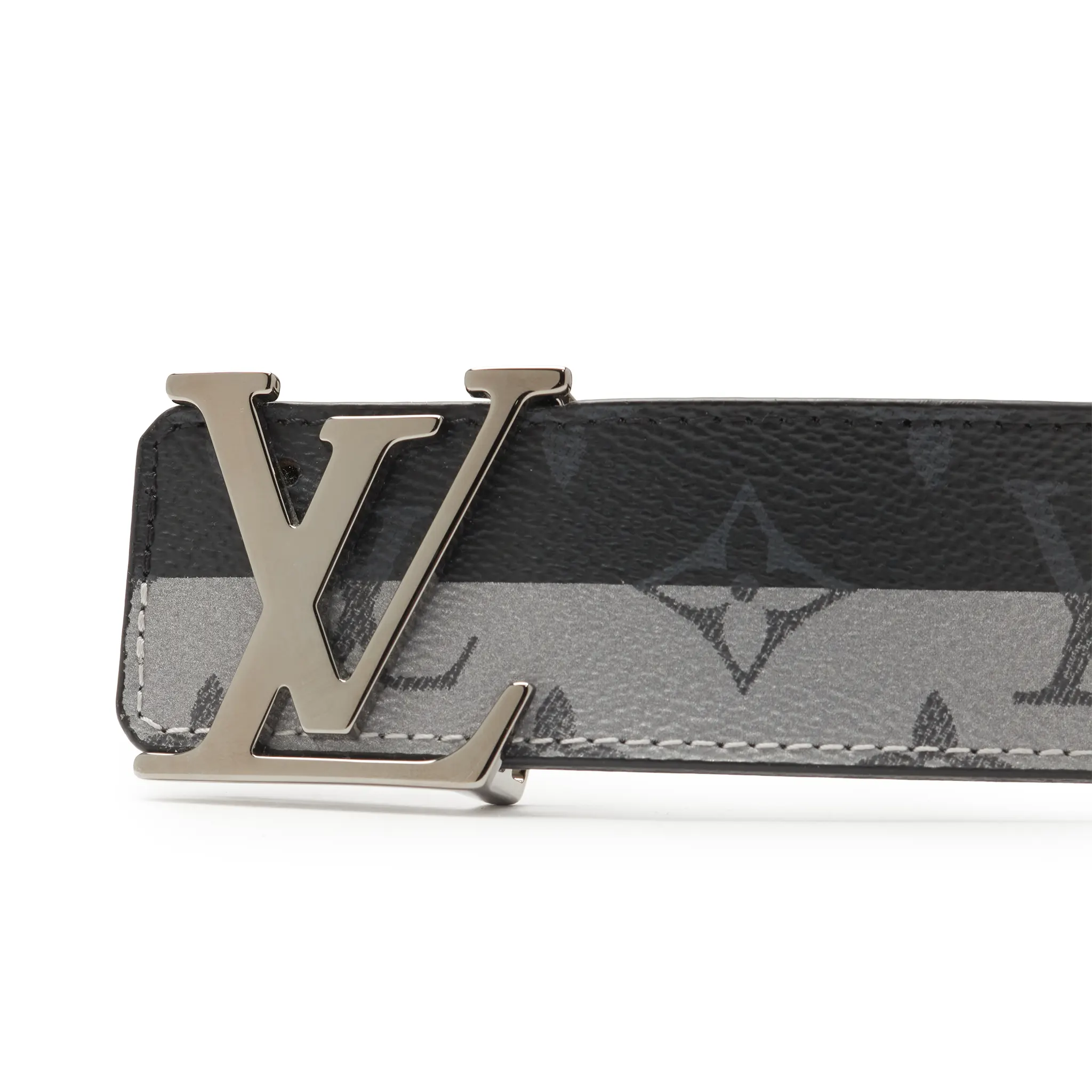 Preloved - Louis Vuitton LV Initiales Monogram Eclipse 40mm Silver Black Belt - Image 4