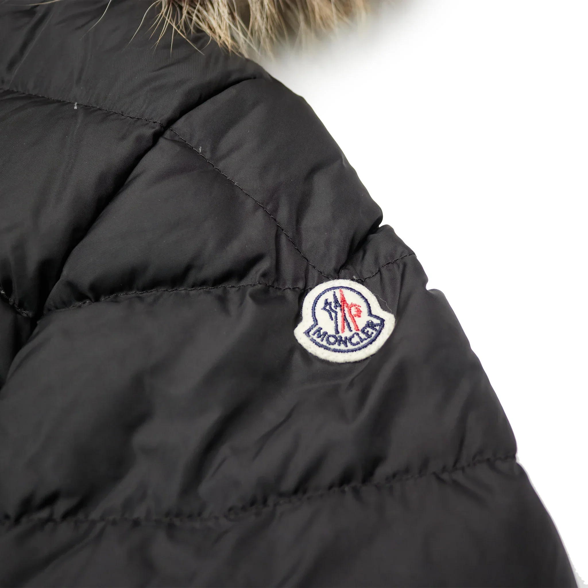 Preloved - Moncler Cluny Black Short Down 100% Real Fur Kids Parka Jacket - Image 3