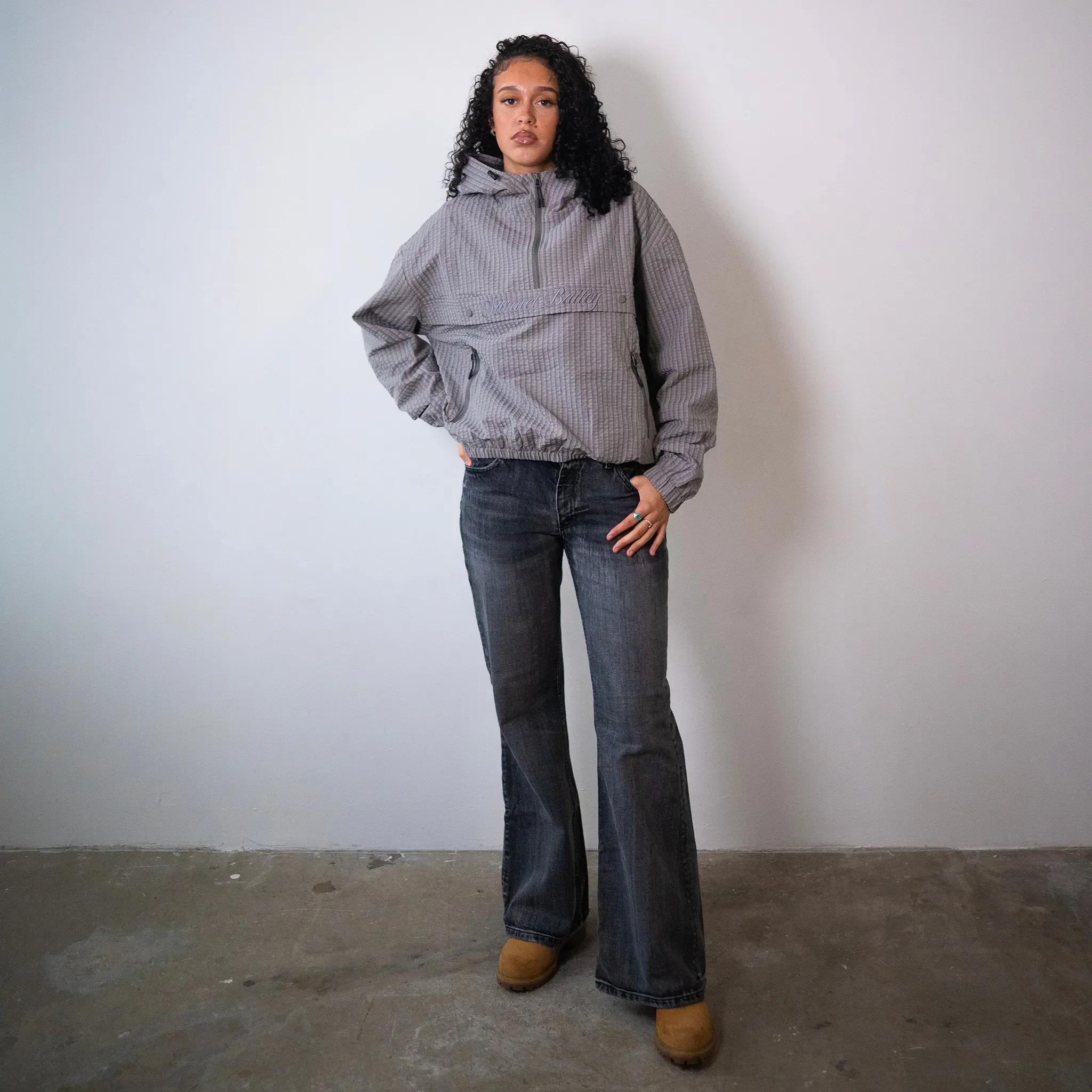 Samuel Bailey Signature Grid Grey Half-Zip Jacket (W) - Image 4
