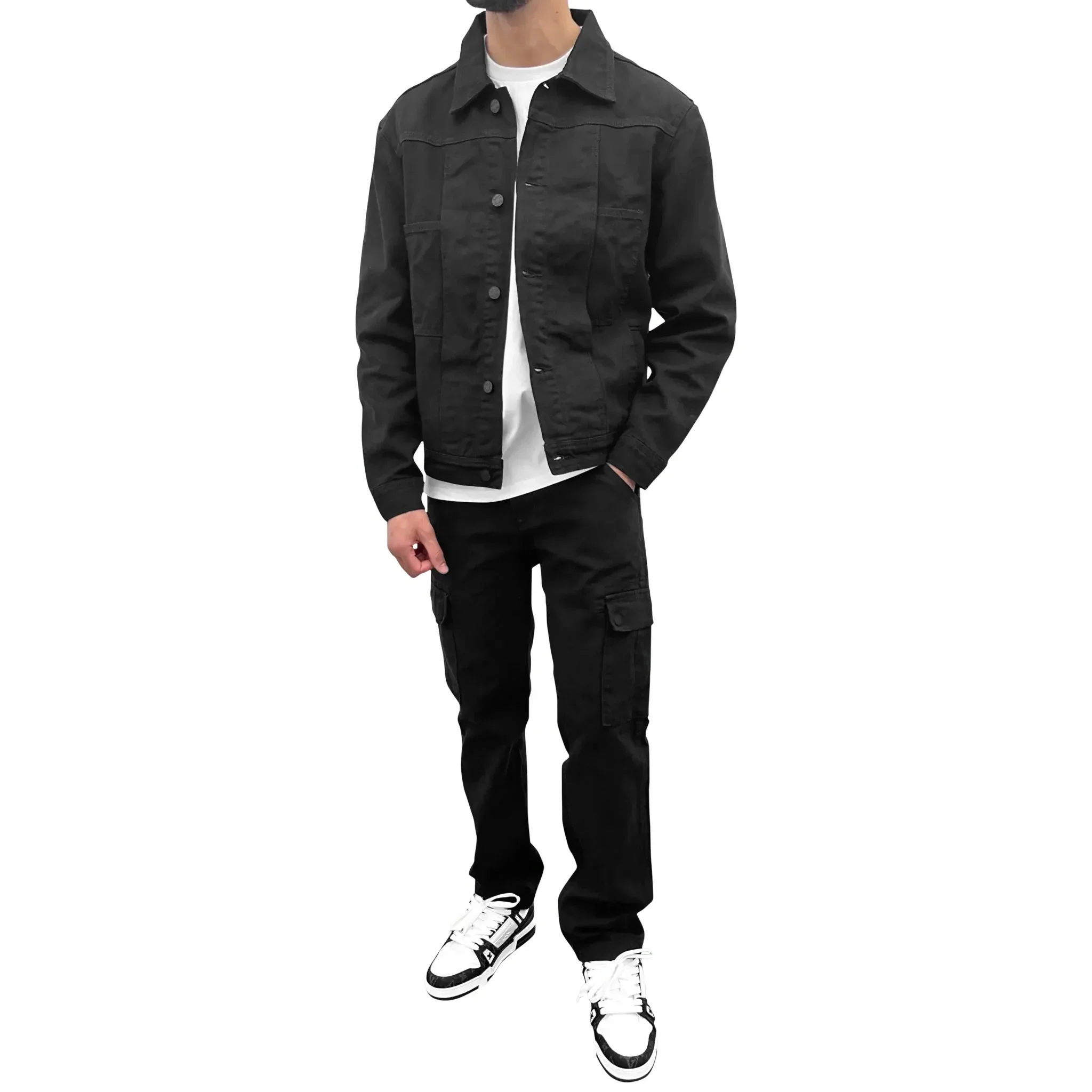 SIARR Black Denim Jacket & Cargo Pants - Image 2