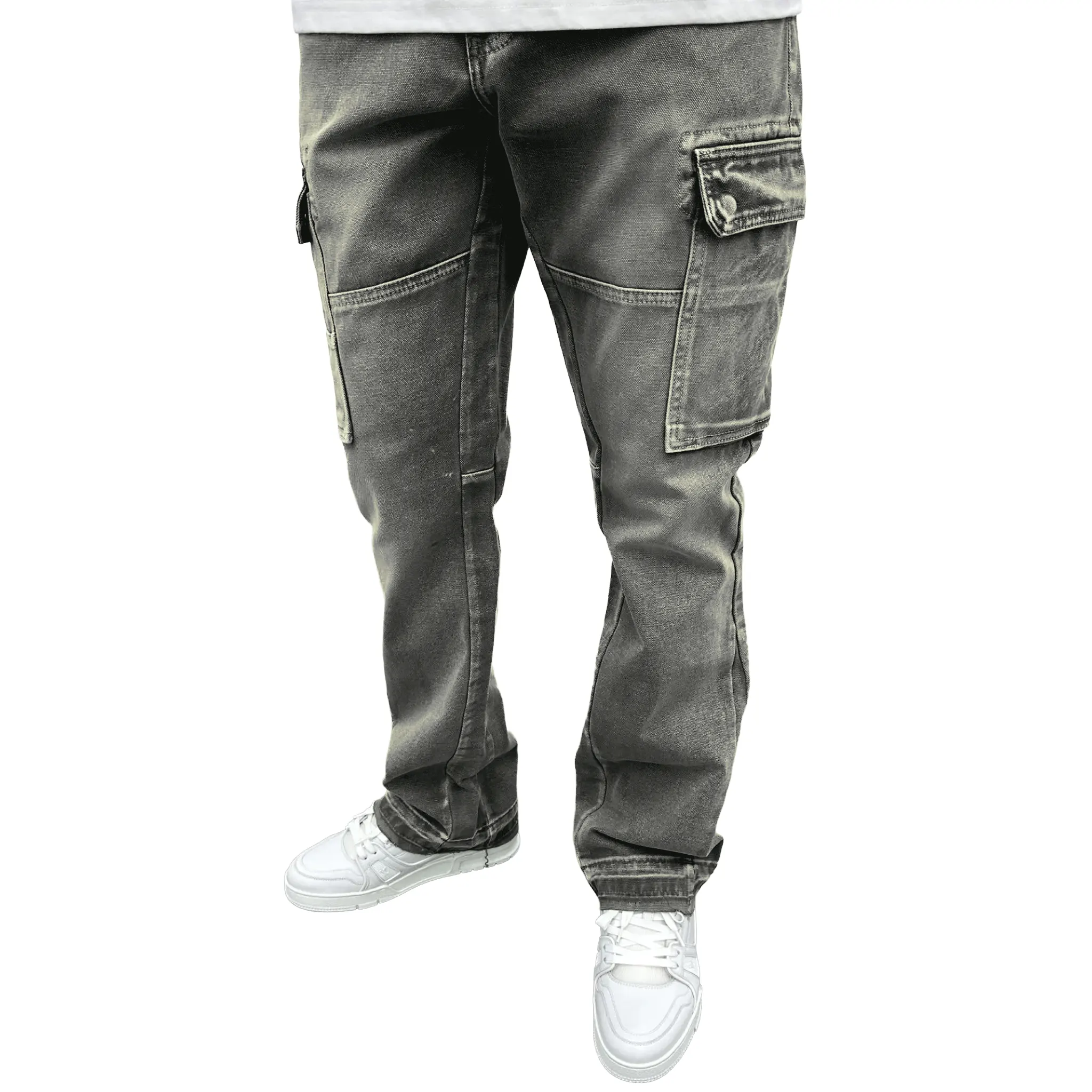 SIARR Flared Cargo Jeans Lead - Image 2