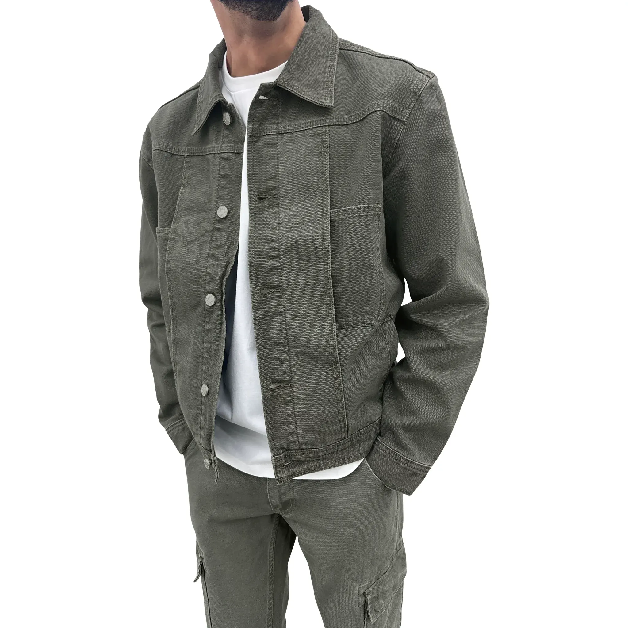 SIARR Green Denim Jacket & Cargo Pants - Image 5