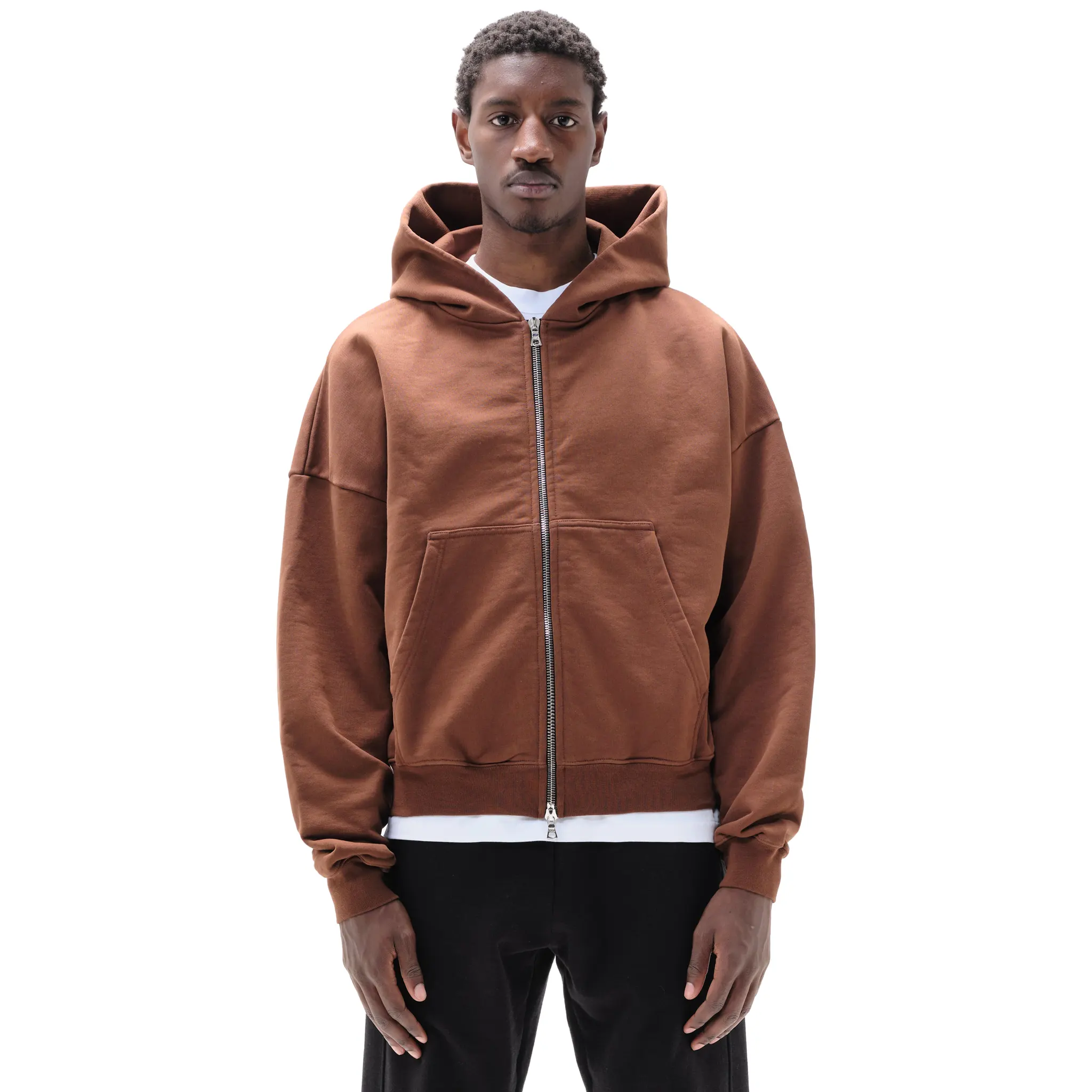 Summit Heavyweight Brown Zip-Up Hoodie - Image 3