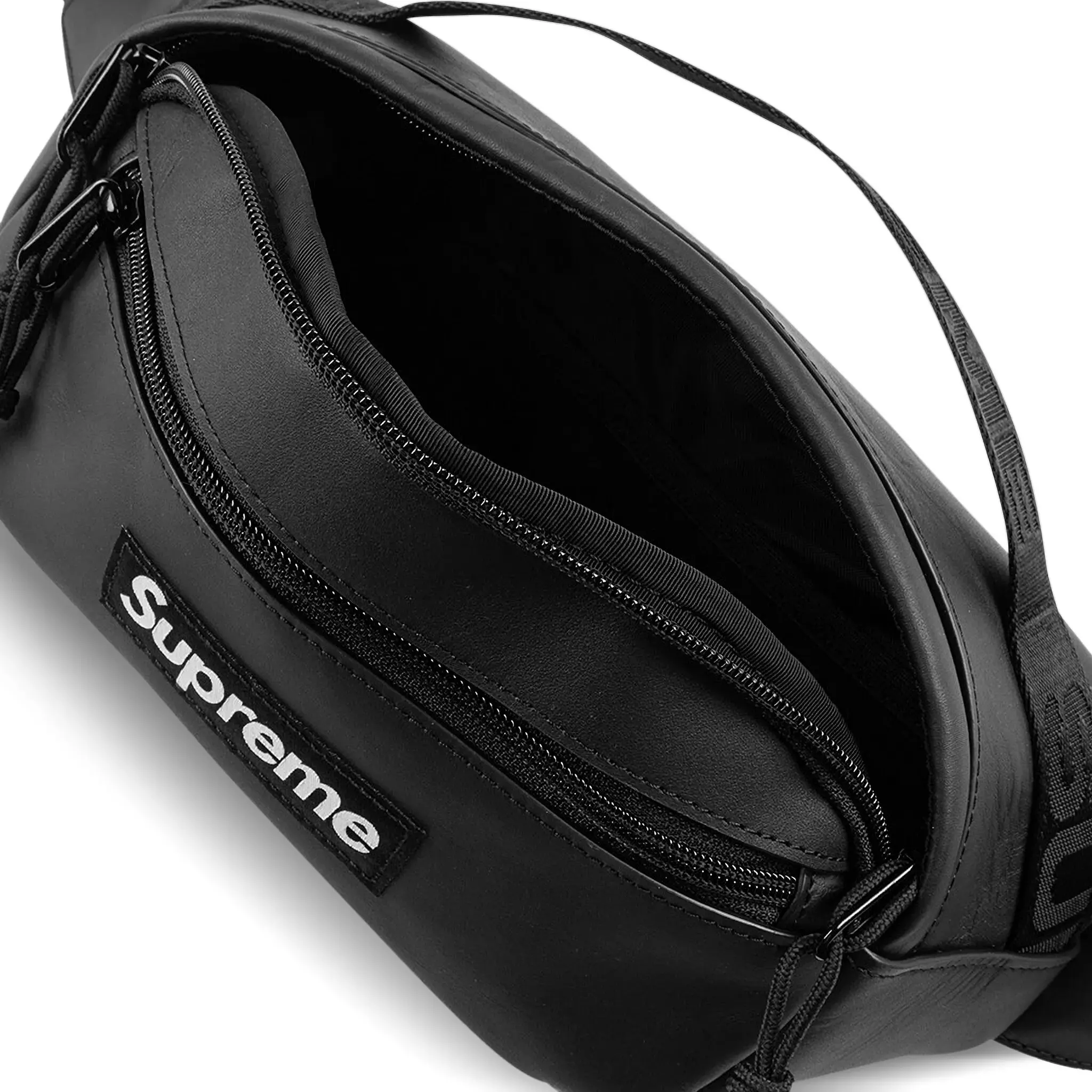 Supreme Leather Black Waist Bag (FW23) - Image 3