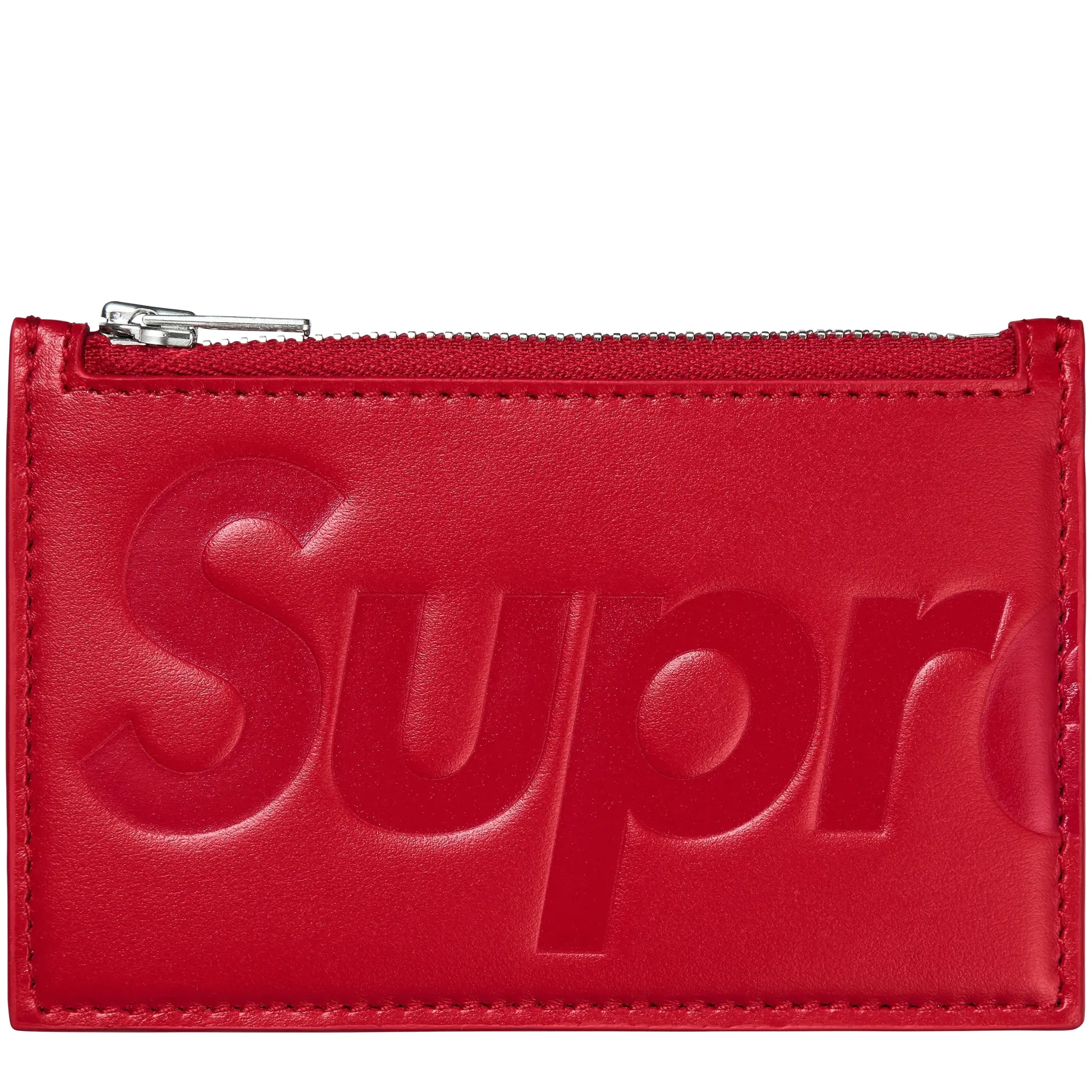 Supreme Leather Red Zipped Card Holder (FW25)